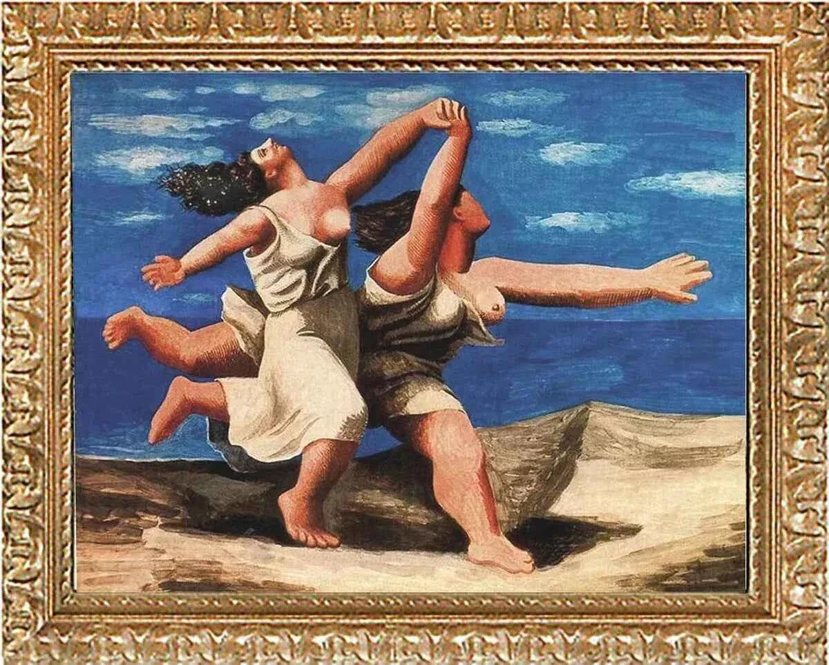 art-moderne-femme-plage-peinture-scène-huile-toile - Kikooyou Art Gallery