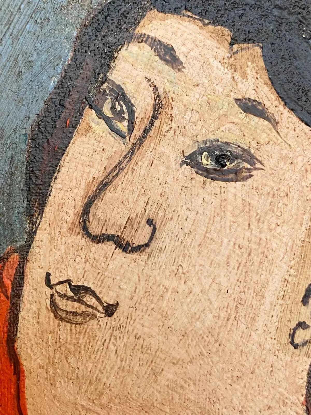 art-moderne-portrait-feminin-femme-japonaise-kimono-peinture-huile-toile - Kikooyou Art Gallery