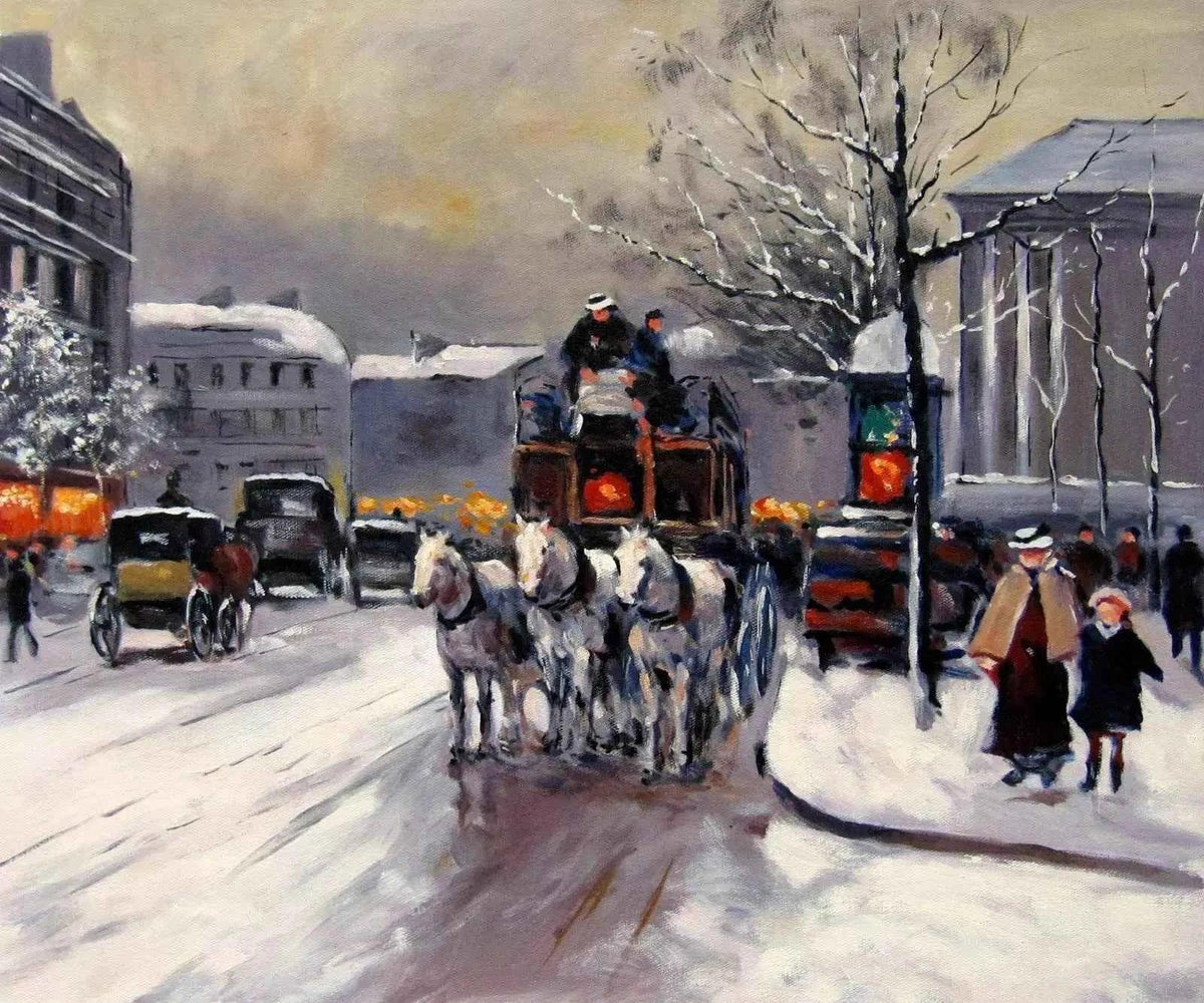 art-scène-rue-Paris-personnages-peinture-huile-toile - Kikooyou Art Gallery