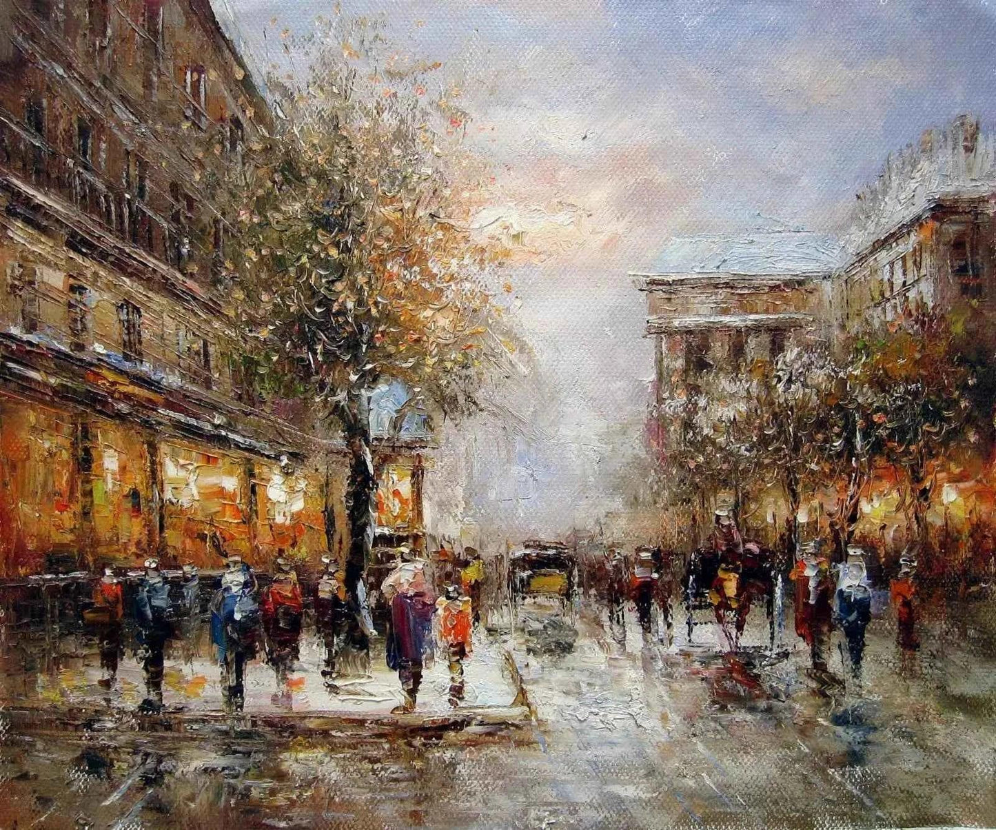 art-scène-rue-Paris-France-personnages-peinture-huile-toile - Kikooyou Art Gallery