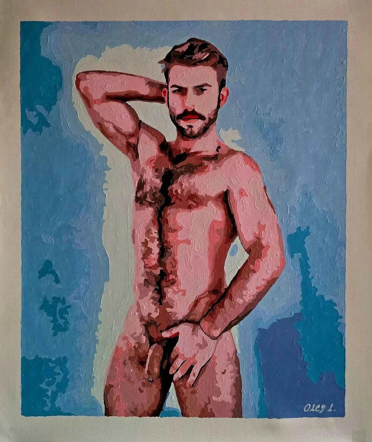 art-érotique-gay-peinture-huile sur toile-originale-homme-nu-intégrale - Kikooyou Art Gallery