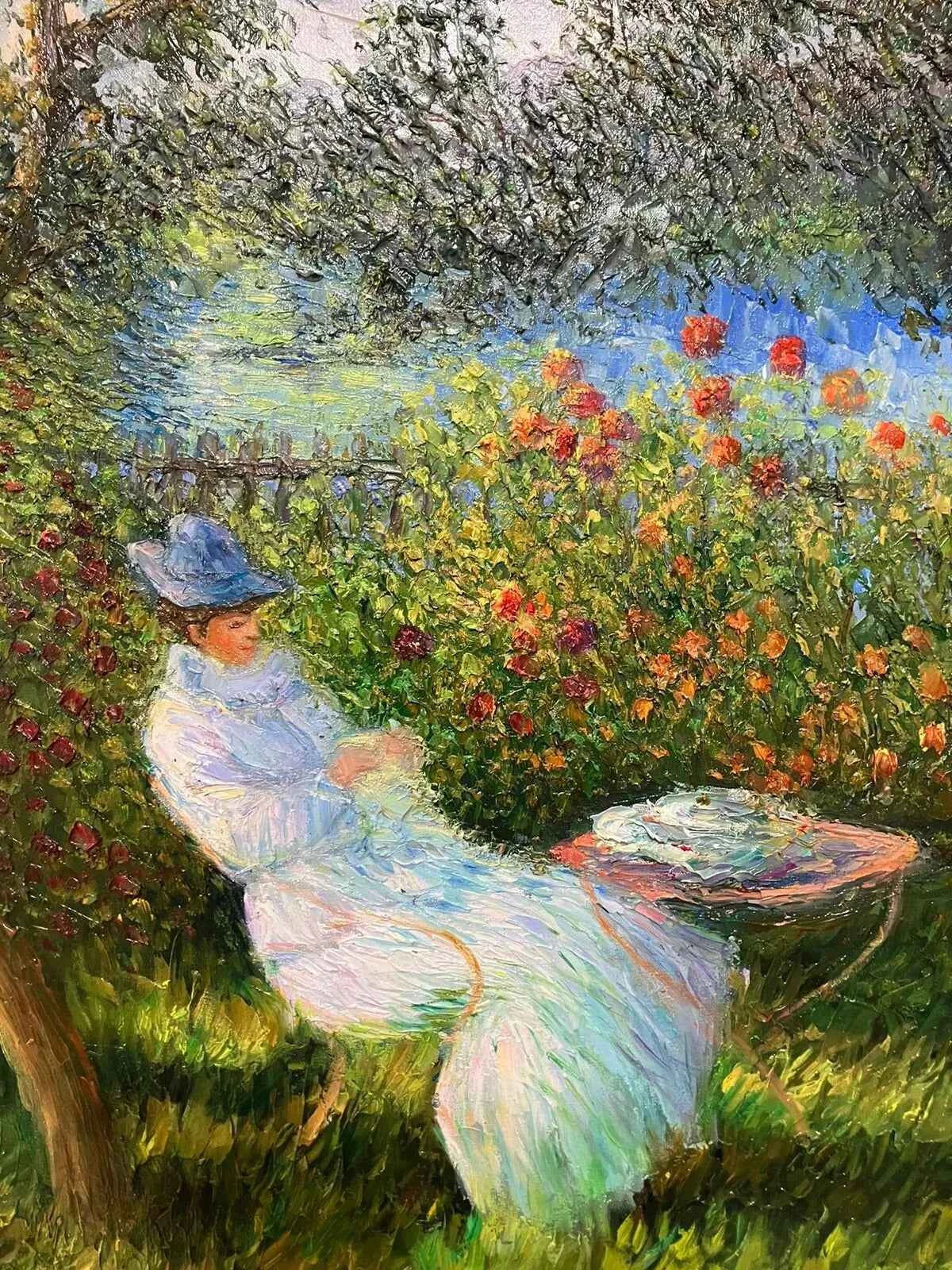 art-impressionnisme-femme-jardin-peinture-huile-toile - Kikooyou Art Gallery