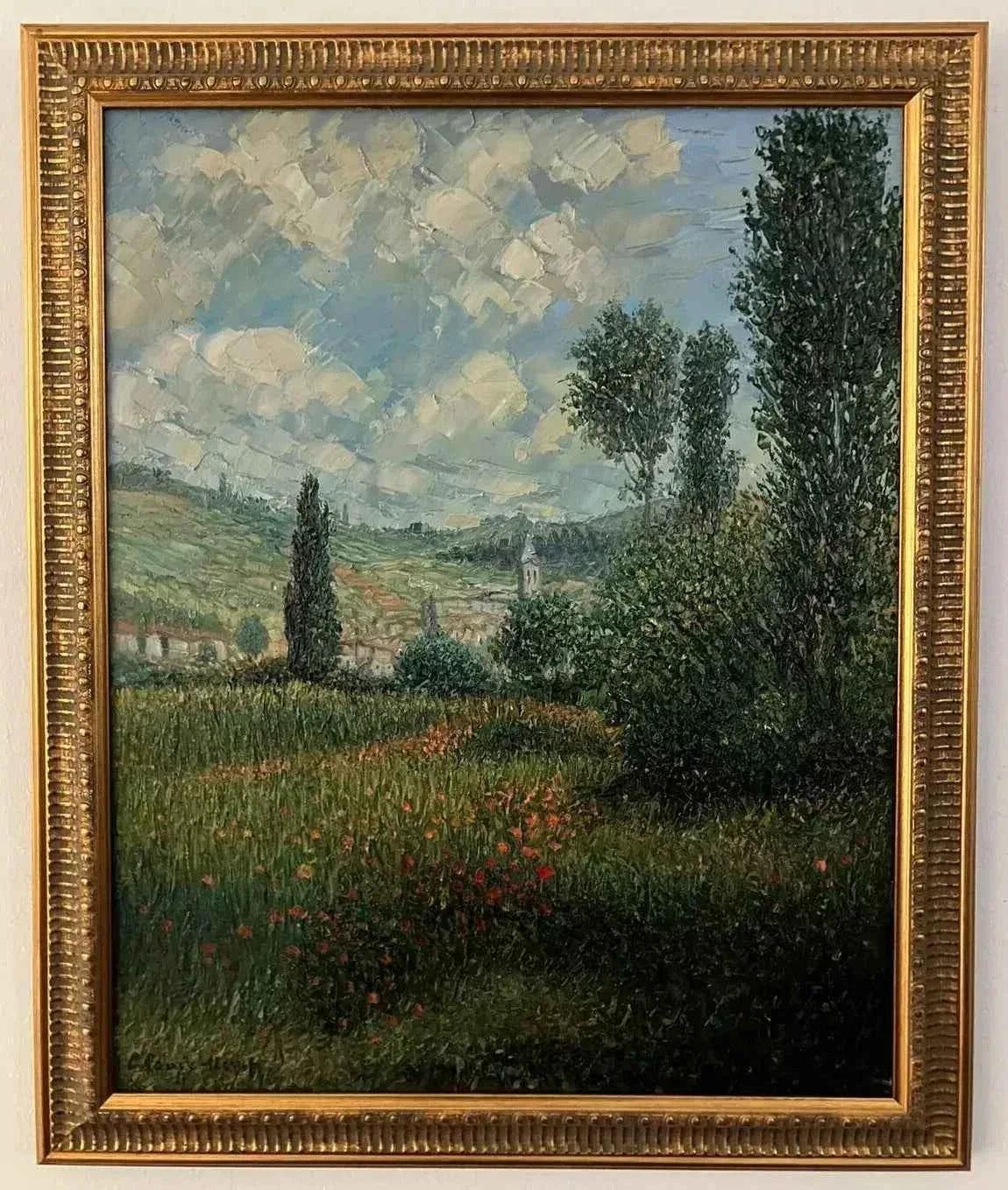 art-impressionnisme-paysage-champetre-village-campagne-peinture-huile-toile - Kikooyou Art Gallery