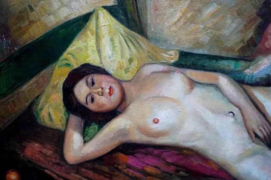 art-femme-nue-allongée-peinture-huile sur toile- d'après Faistauer - Kikooyou Art Gallery