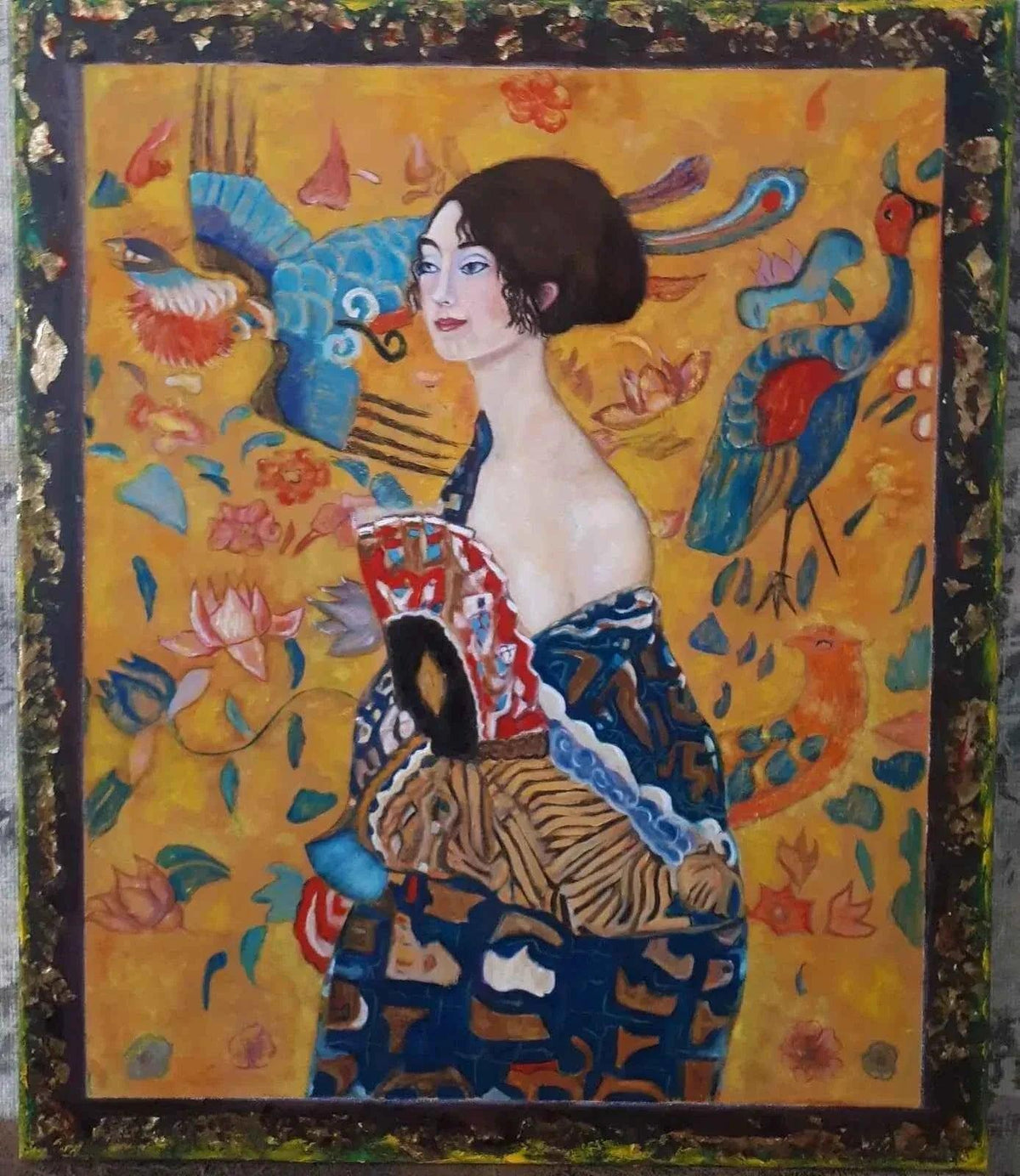 portrait femme façon Klimt tableau peinture huile sur toile - Kikooyou Art Gallery