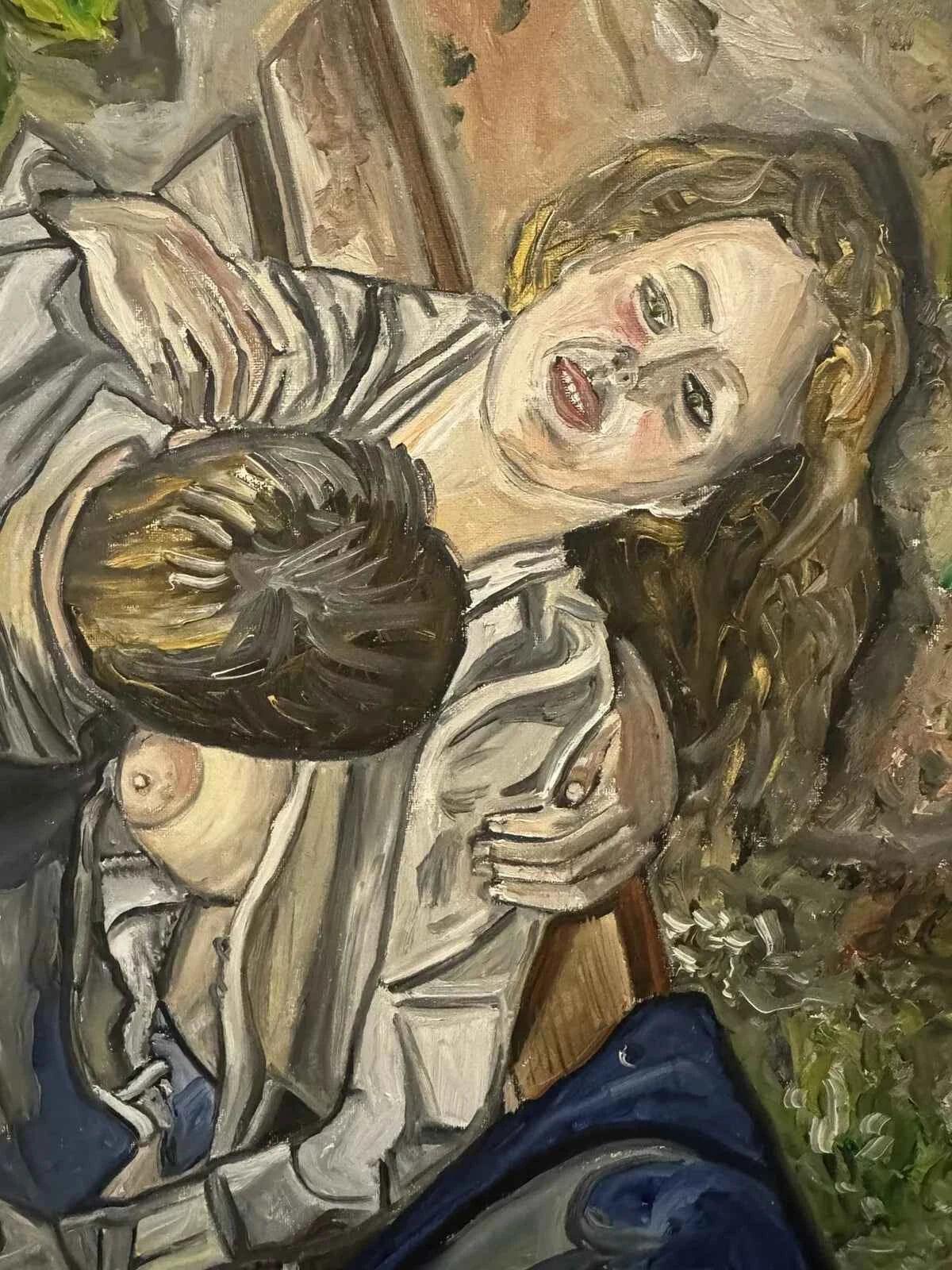 art-scène-vie-sexe-homme-fille-peinture huile sur toile - Kikooyou Art Gallery