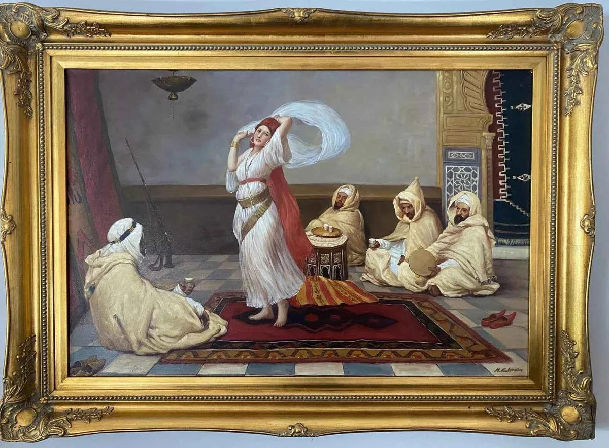 art-orientalisme-danseuse orientale-arabe-peinture-huile-toile-cadre - Kikooyou Art Gallery