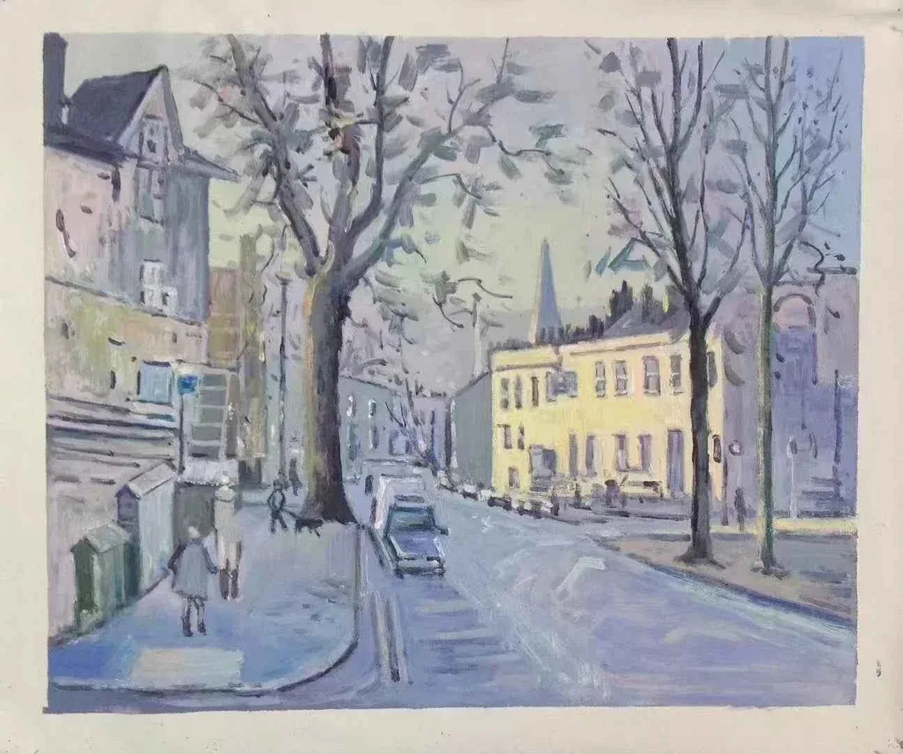 art-paysage-scène-rue-ville-personnages-peinture-huile-toile - Kikooyou Art Gallery