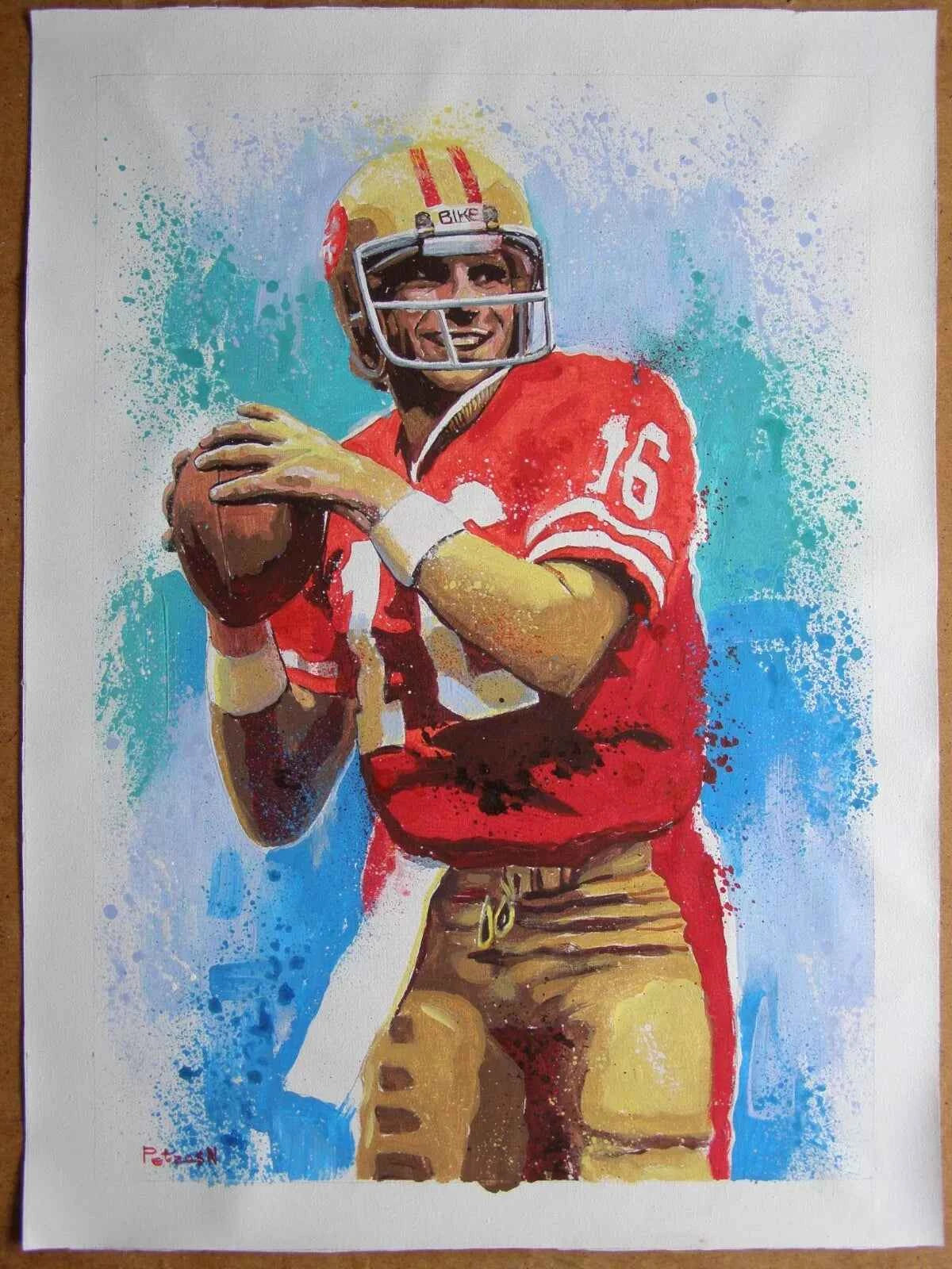 art-portrait-sportif-homme-foolball-américain-peinture-originale-acrylique-toile