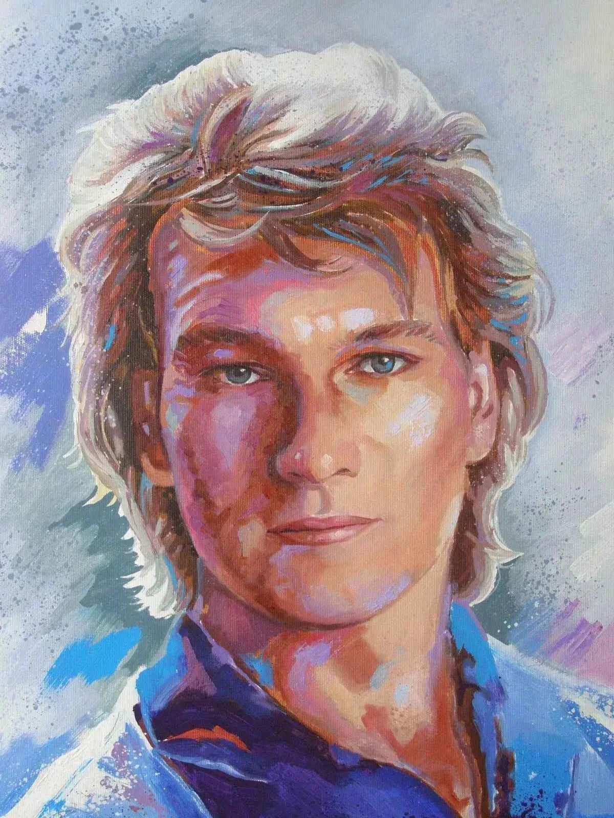 art-portrait-artiste-homme-cinéma-acteur-américain-peinture-originale-acrylique-toile - Kikooyou Art Gallery