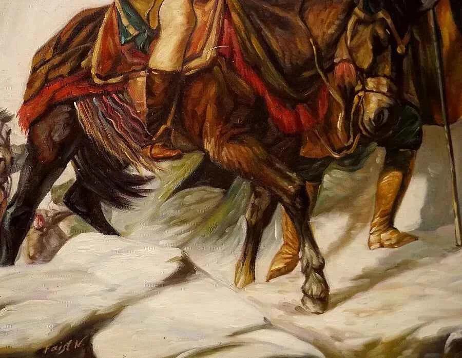 Peinture à l'huile, Bonaparte Saint-Bernard, d'après Paul Delaroche, peinture à l'huile PEINTE À LA MAIN - Kikooyou Art Gallery