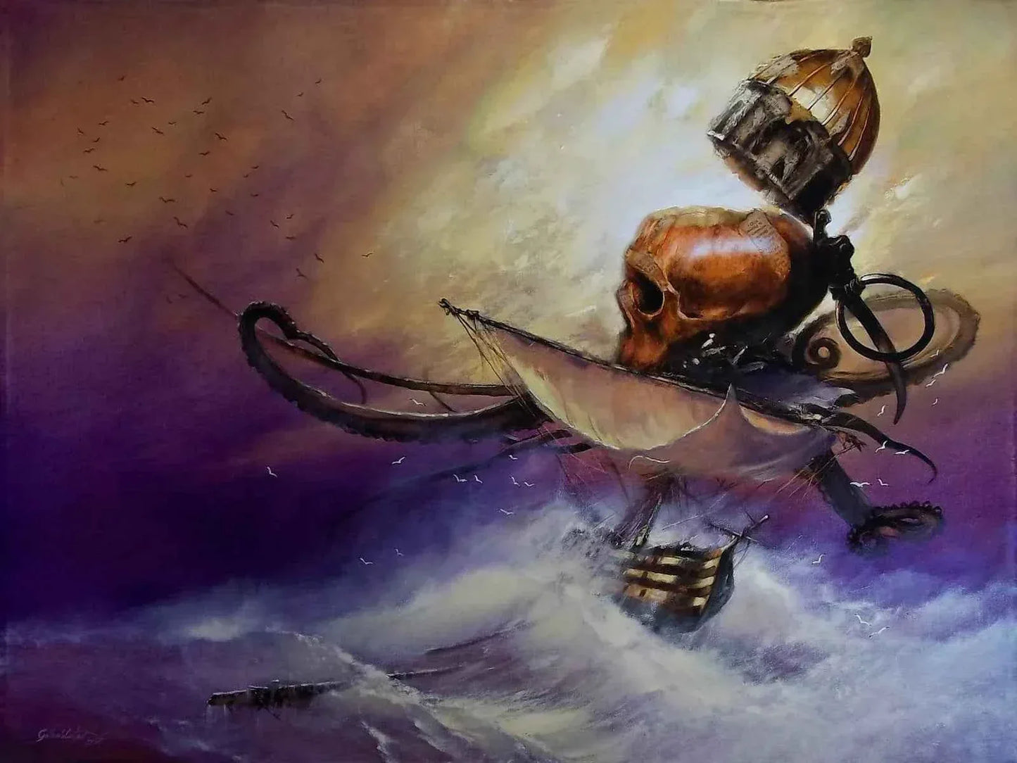 art-surréalisme-mort-voyage-peinture-huile-toile - Kikooyou Art Gallery