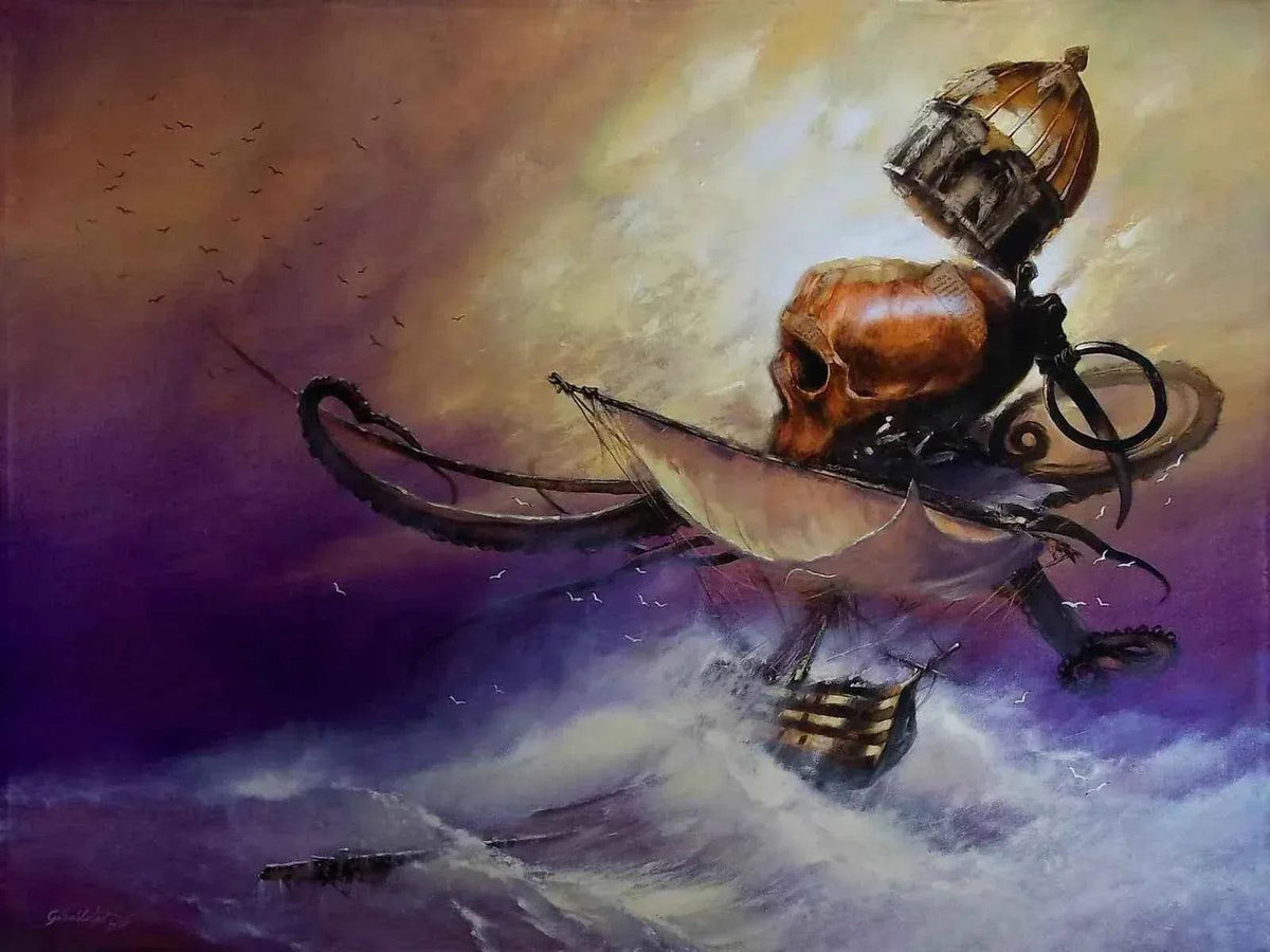 art-surréalisme-mort-voyage-peinture-huile-toile - Kikooyou Art Gallery