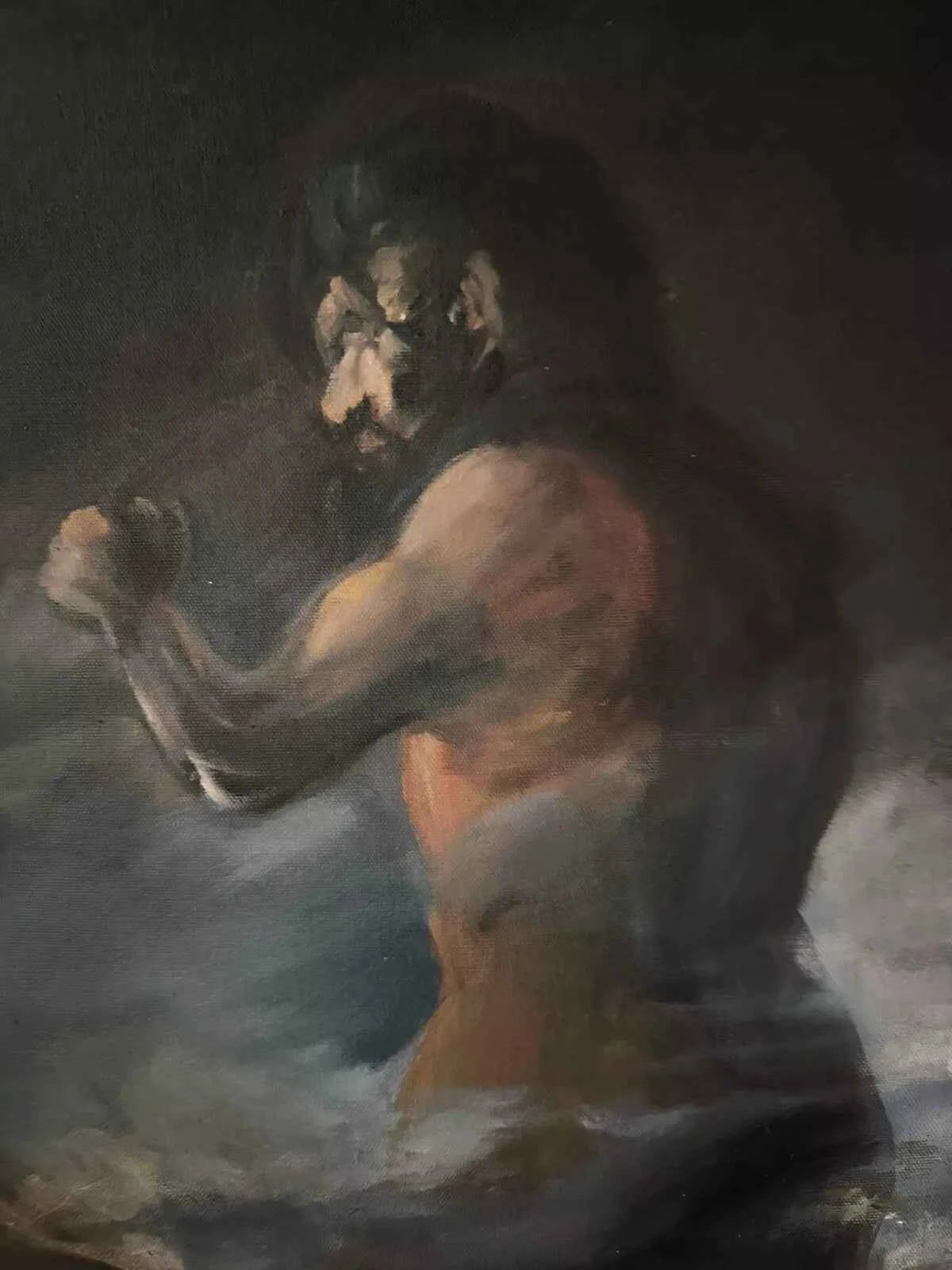 art-surréaliste-personnage-géant-peinture huile toile