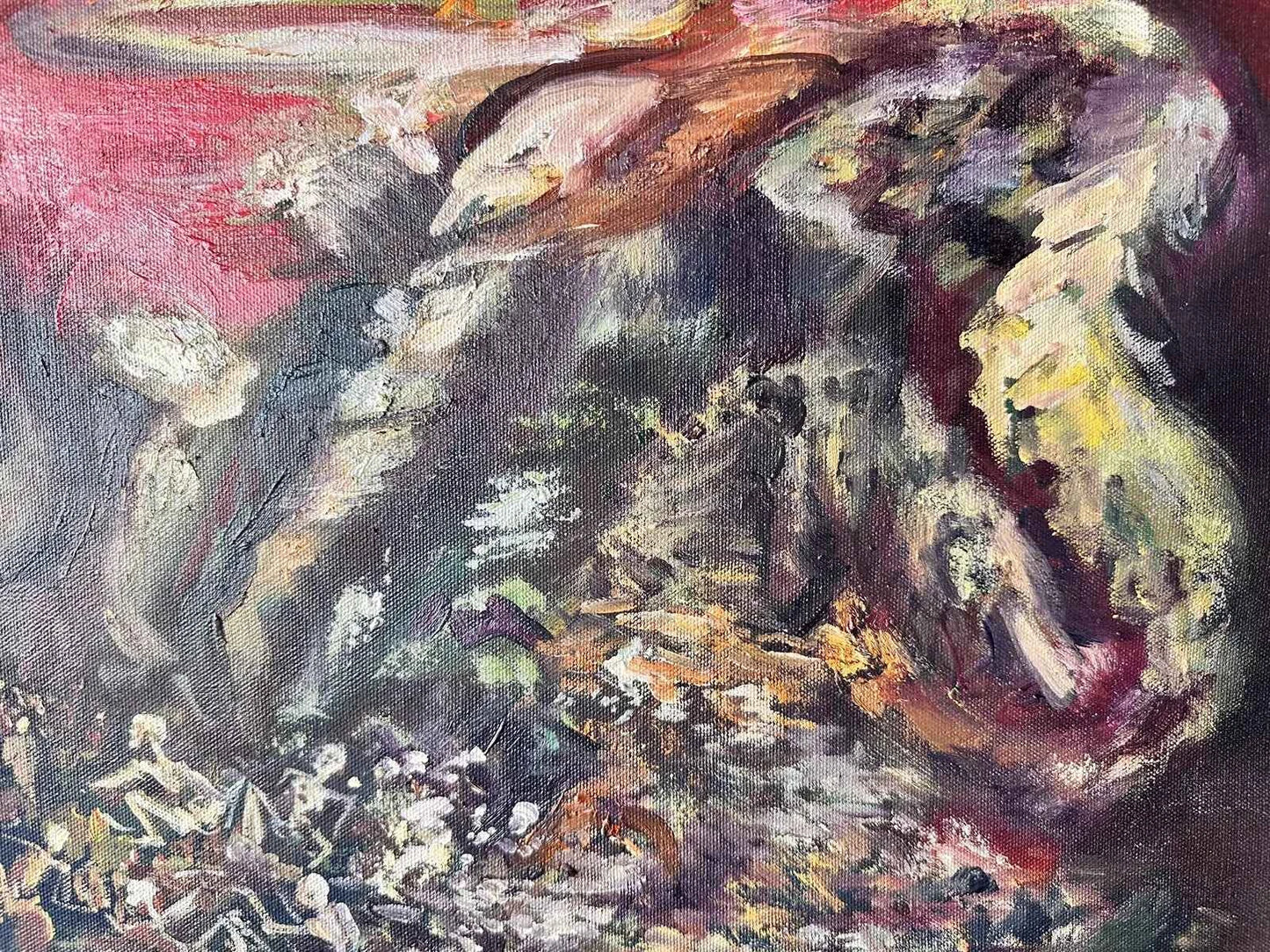 art-surréaliste-personnage-horreur-guerre-peinture huile toile