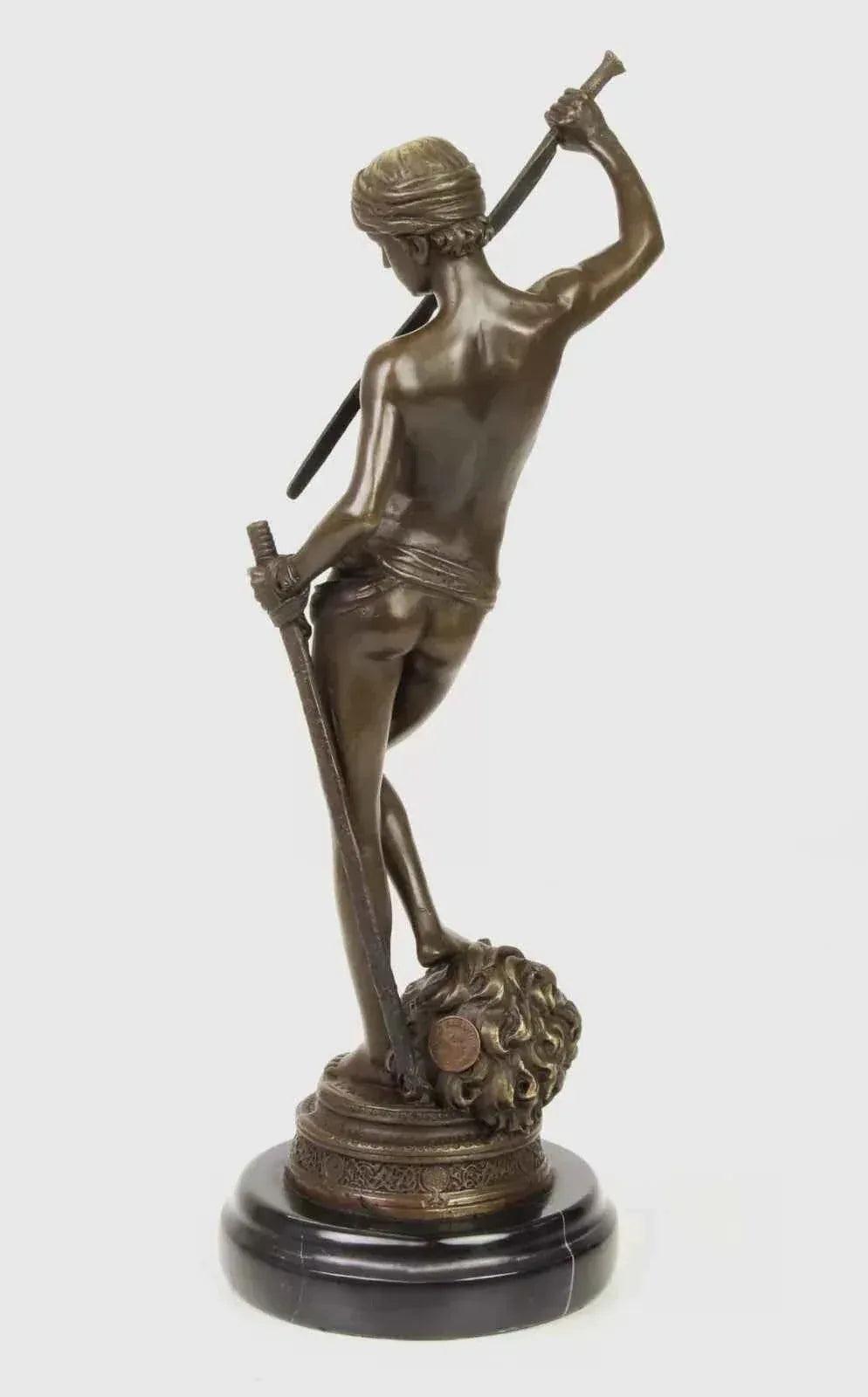 Figurine en bronze homme nu nu érotique -David-sculpture socle en marbre signée - Kikooyou Art Gallery