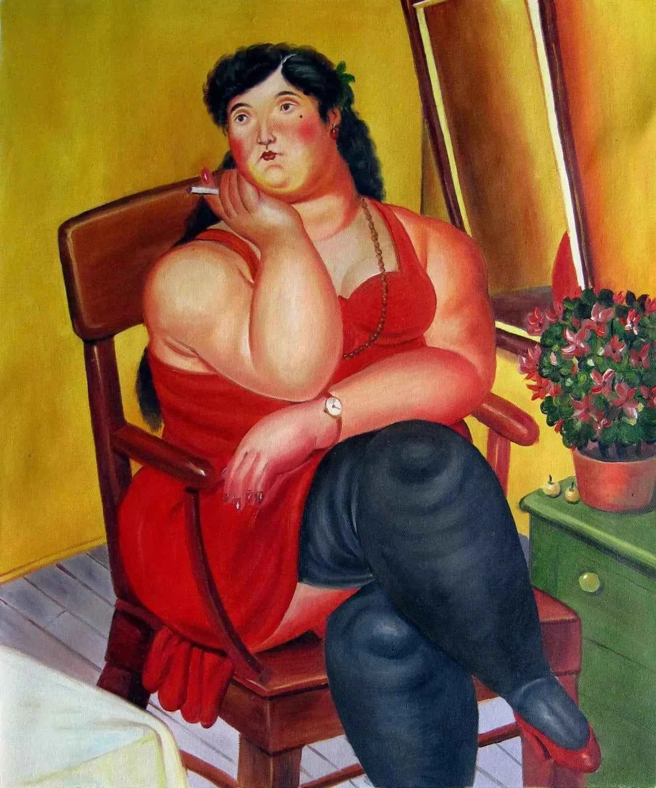 art-moderne-portrait-féminin-femme-corpulente-peinture-huile-toile