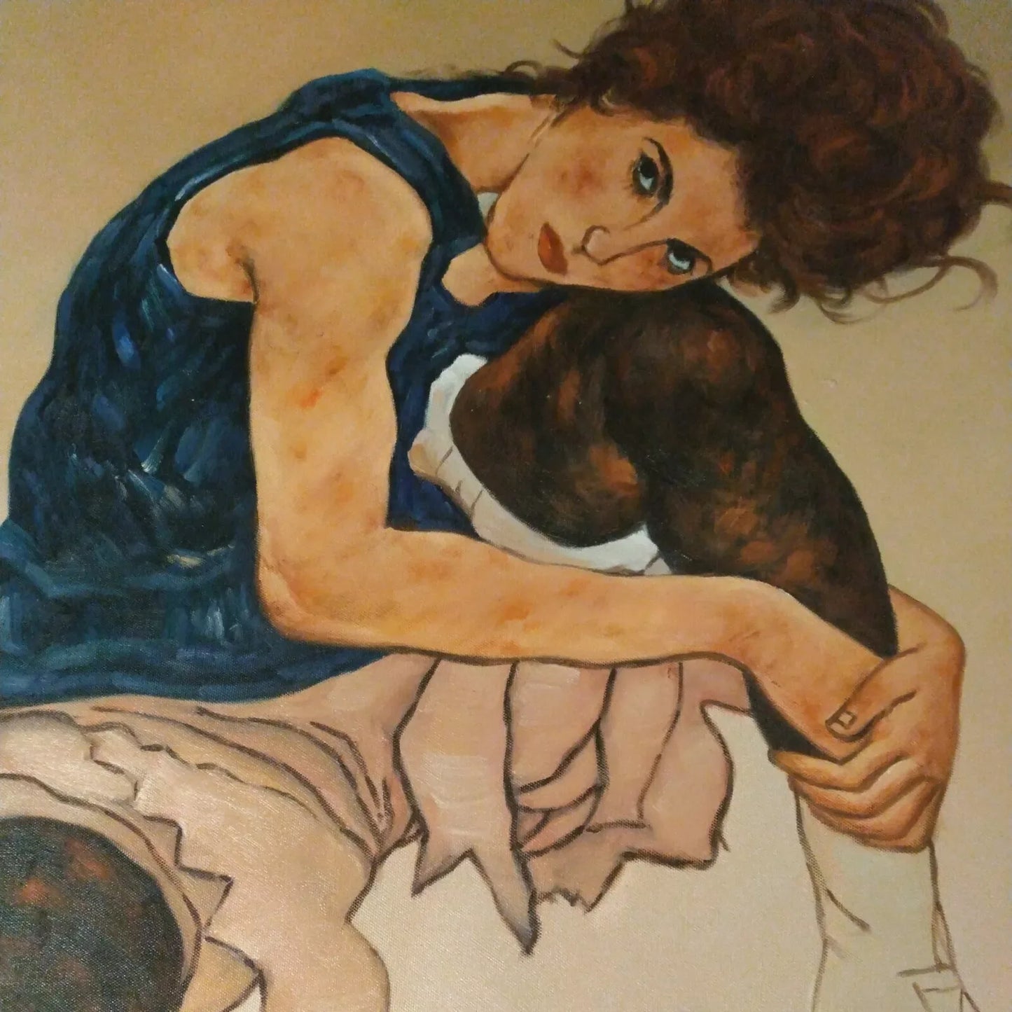 art-portrait-moderne-fille-légère-sensuelle-provocante-peinture-huile-toile - Kikooyou Art Gallery