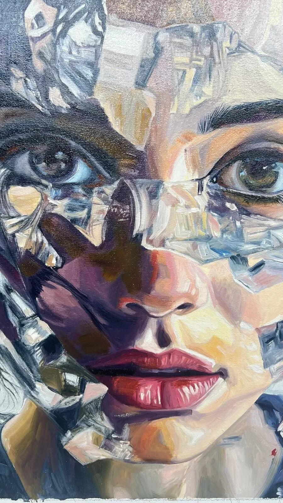art surrealiste tableau peinture huile sur toile la femme brisée - Kikooyou Art Gallery