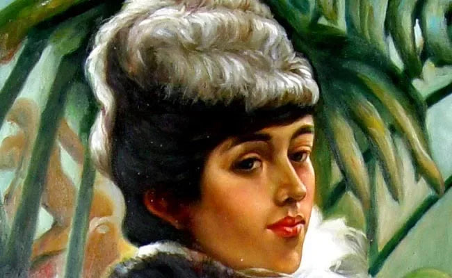 art-portrait-féminin-femme-serre-peinture-huile-toile - Kikooyou Art Gallery