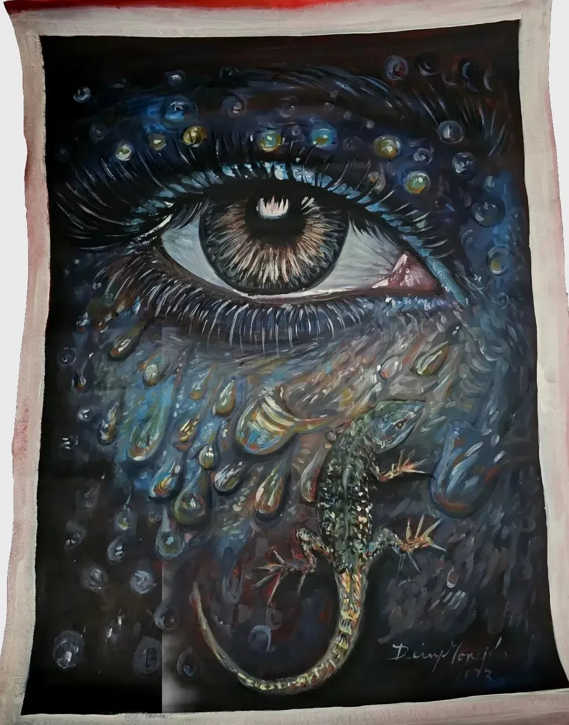 art-surréalisme-femme-lezard-peinture-huile-toile - Kikooyou Art Gallery