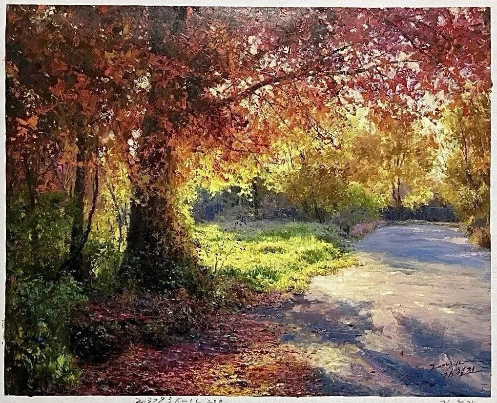 art-paysage-forêt -arbre-automne-peinture-huile-toile - Kikooyou Art Gallery