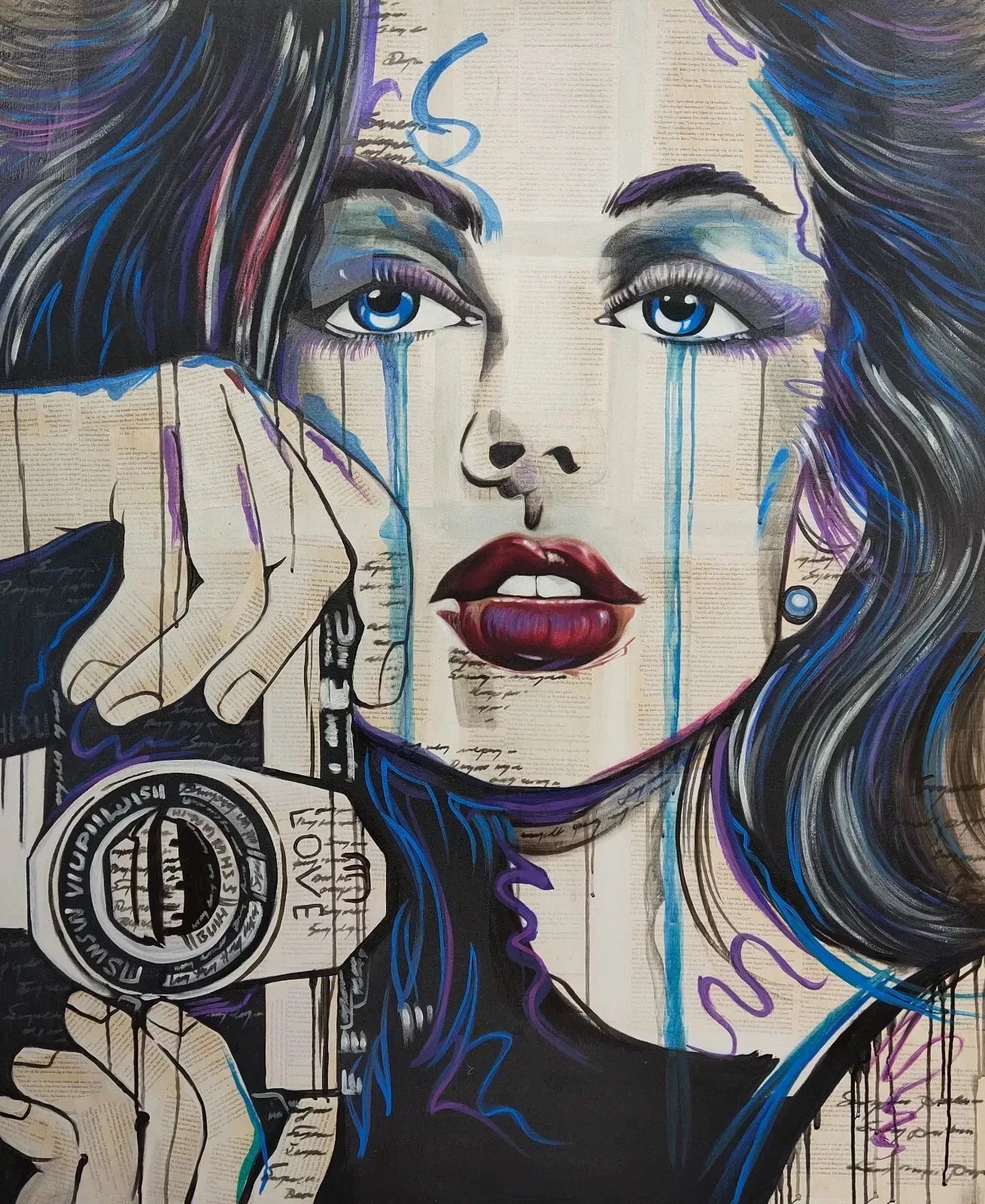 Pop art femme portrait peinture originale sur toile - Kikooyou Art Gallery