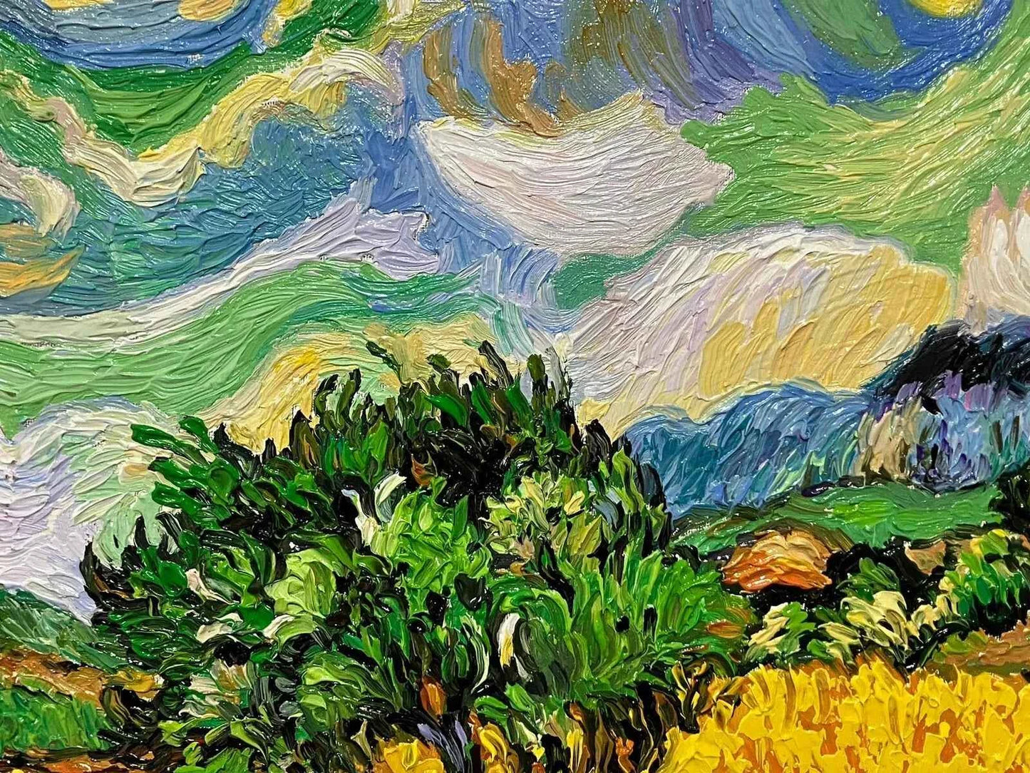 art-paysage-campagne-cyprès -france-peinture-huile-toile