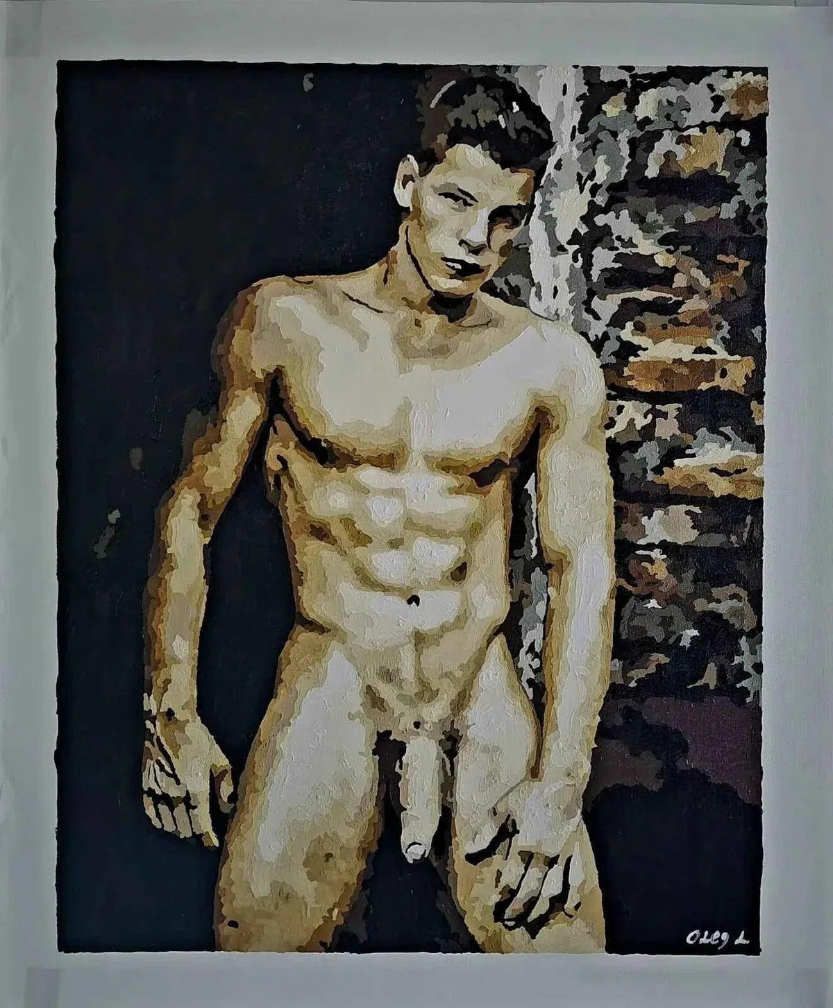 art érotique peinture huile sur toile gay homme nu big dick - Kikooyou Art Gallery