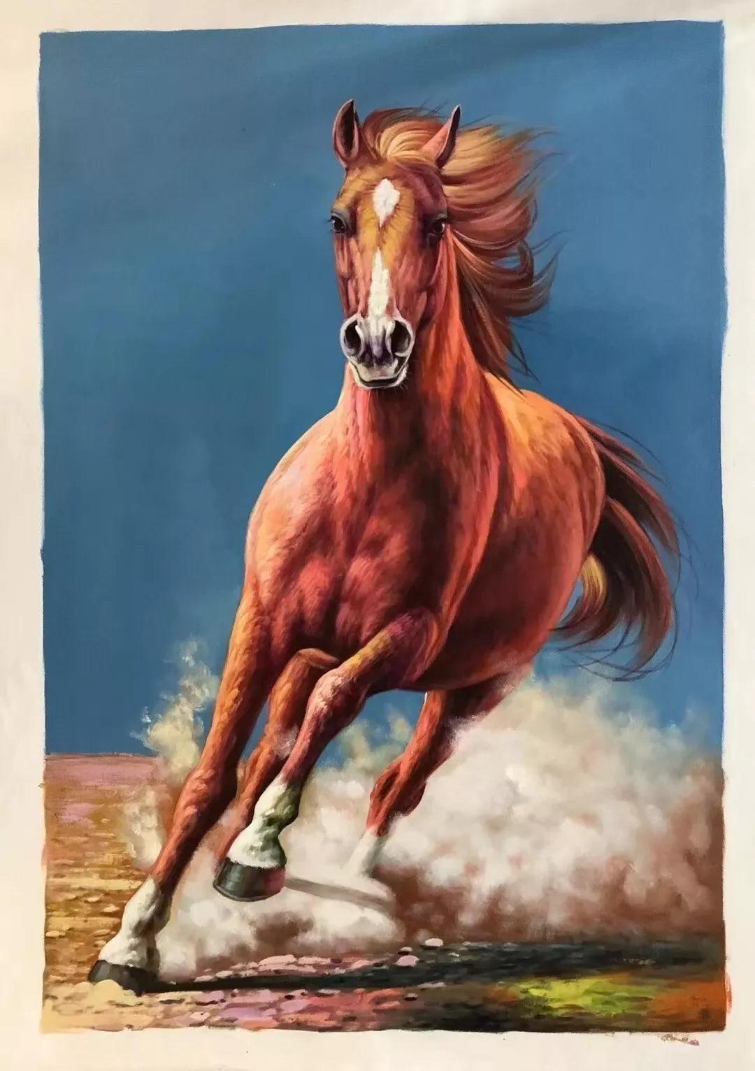 art-animal-course-cheval-sauvage-peinture-huile-toile - Kikooyou Art Gallery