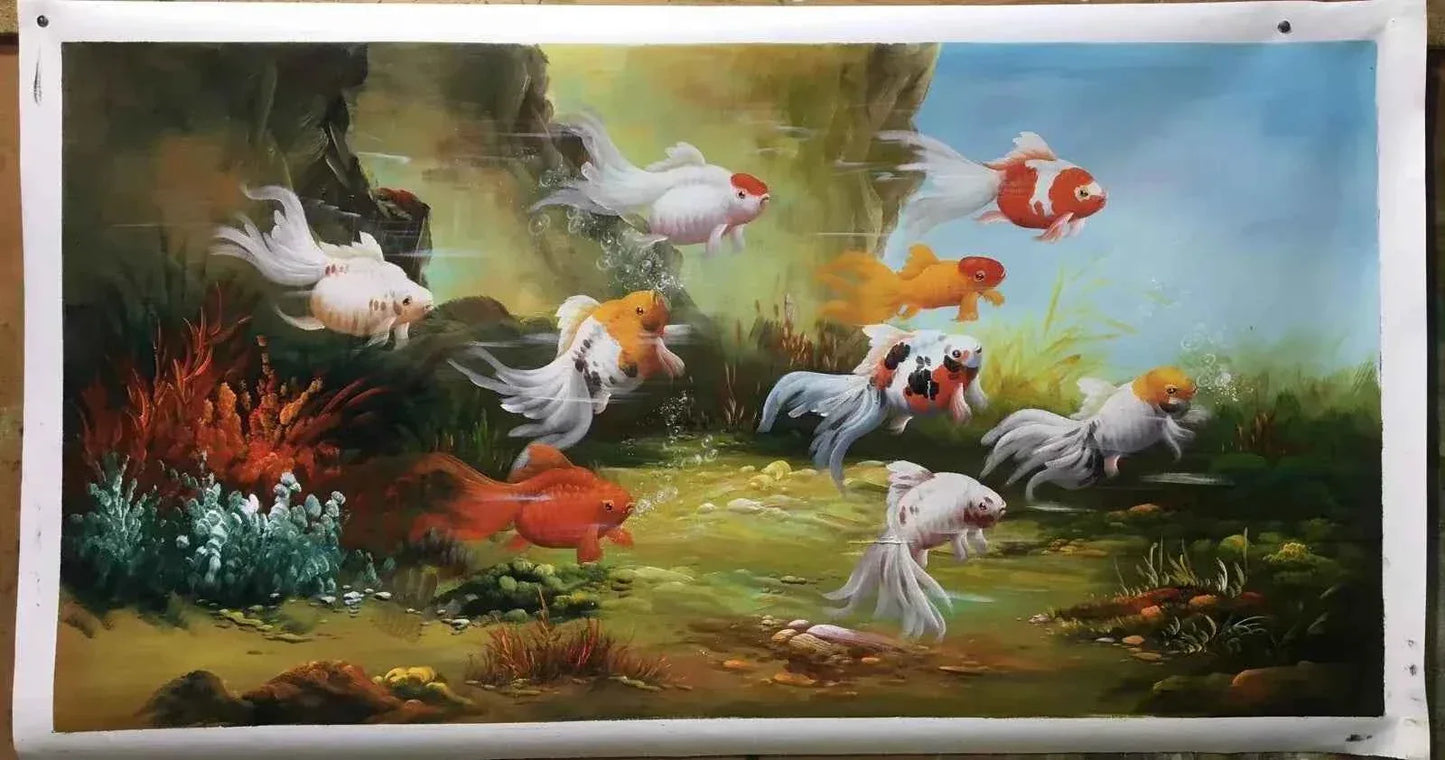 art-animal-poissons-voiles-peinture-huile-toile - Kikooyou Art Gallery