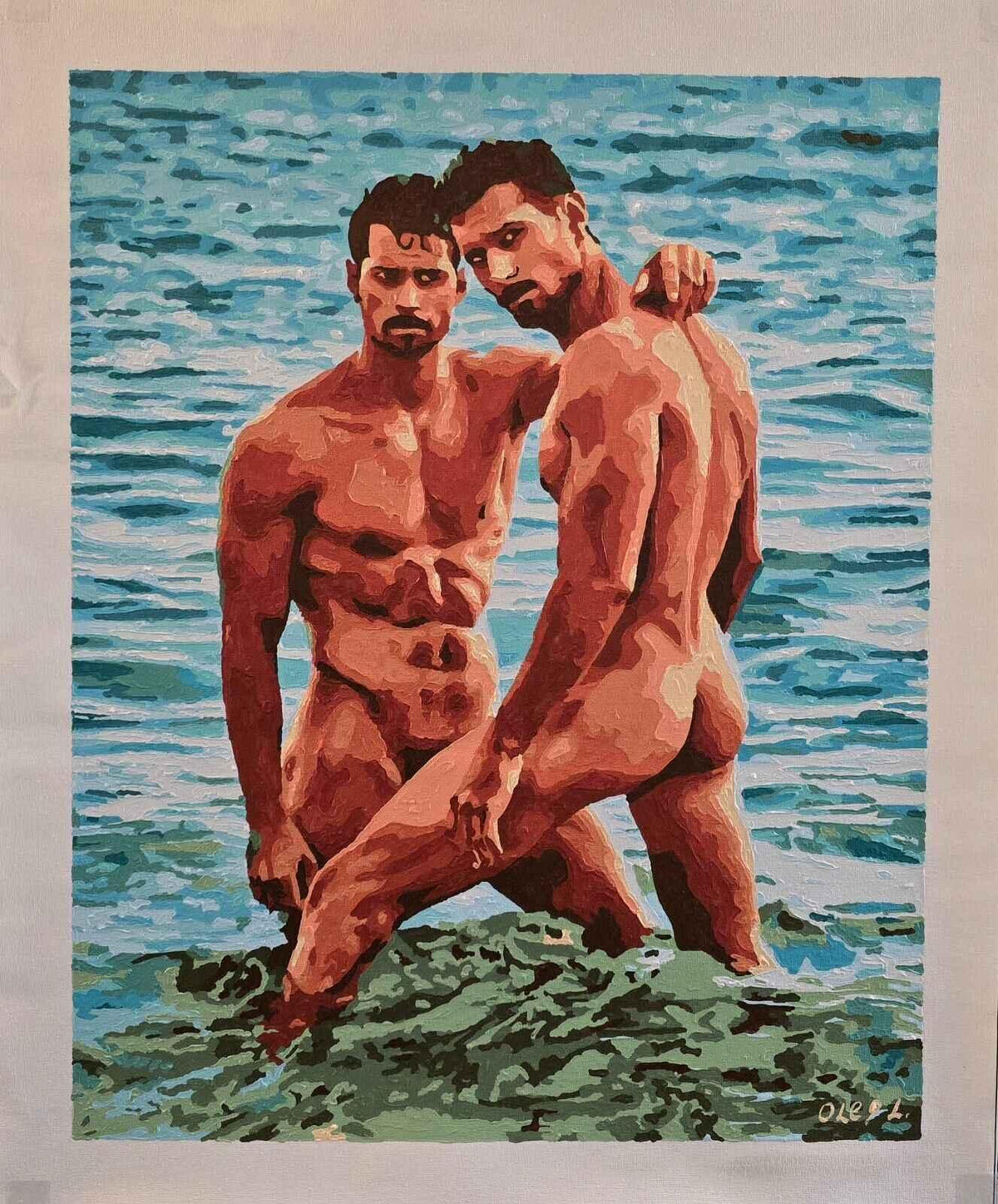 peinture huile sur toile originale signée hommes nus gay - Kikooyou Art Gallery