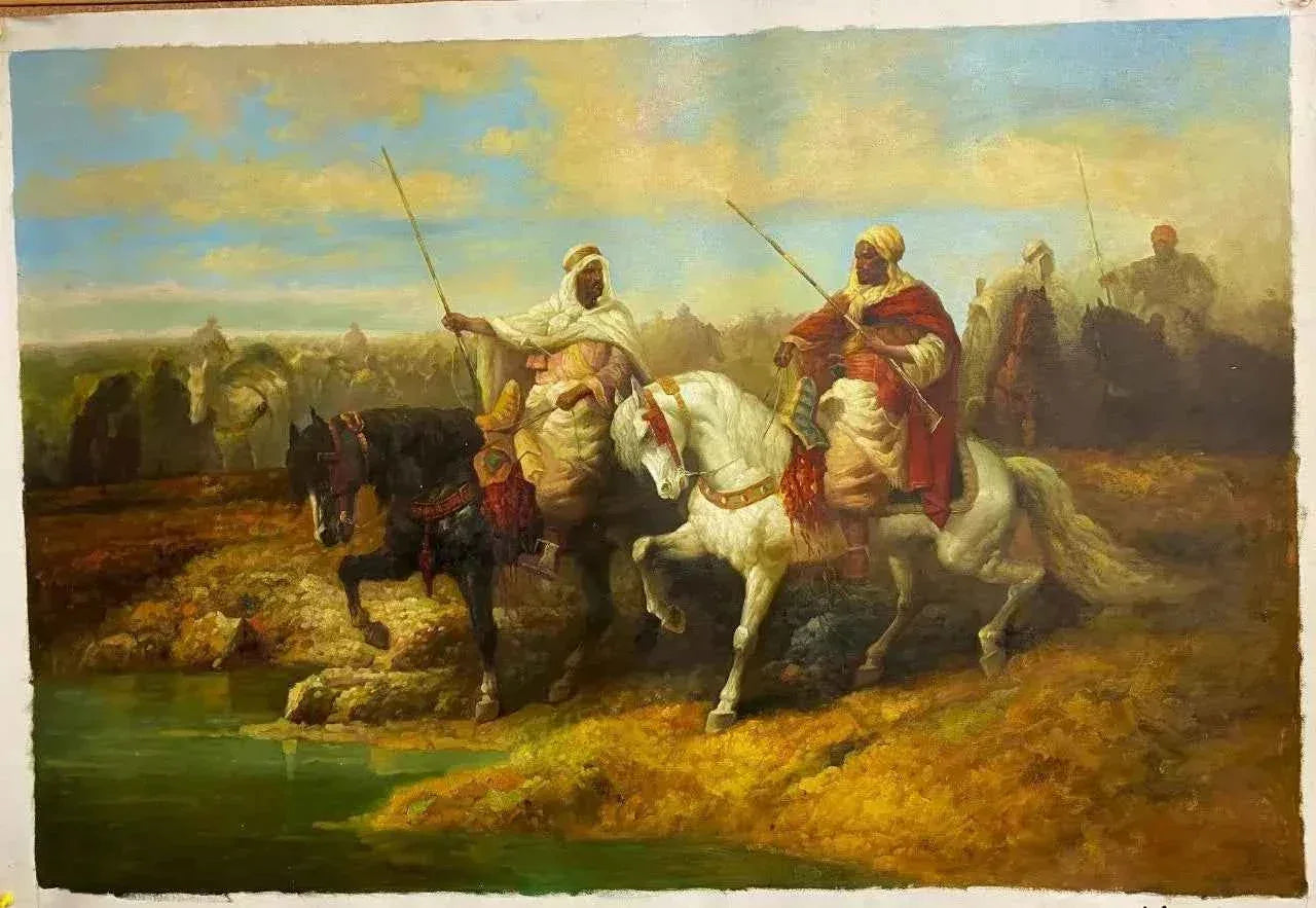 art-orientalisme-cavalier-arabe-peinture-huile sur toile - Kikooyou Art Gallery