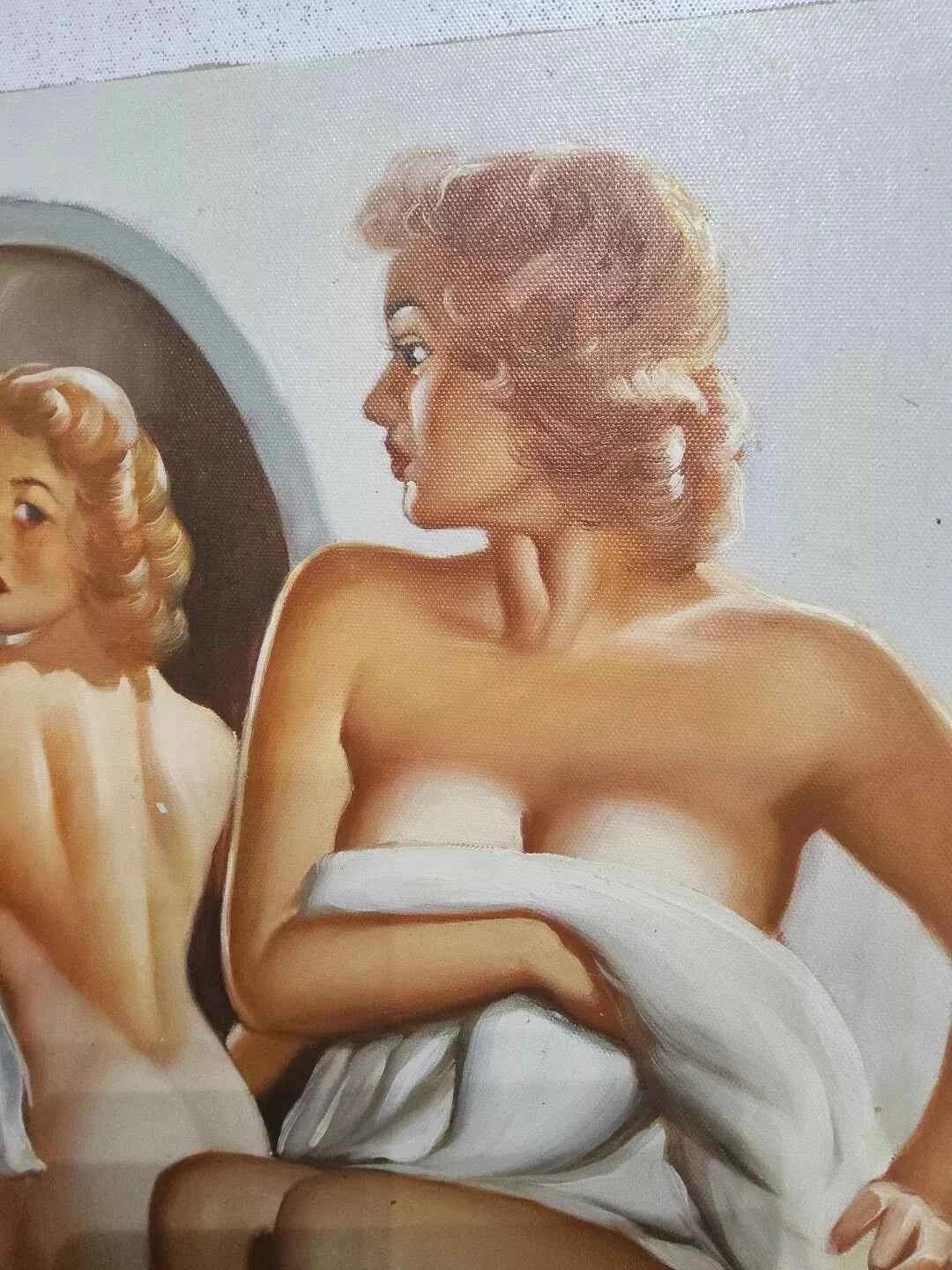 art-pin up-femme-nue-sexy-peinture-huile-toile - Kikooyou Art Gallery