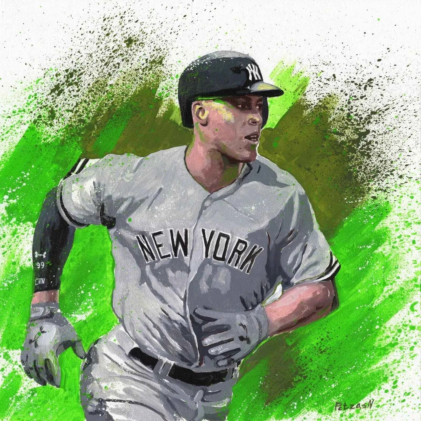 art-portrait-sportif-homme-baseball-américain-peinture-originale-acrylique-toile