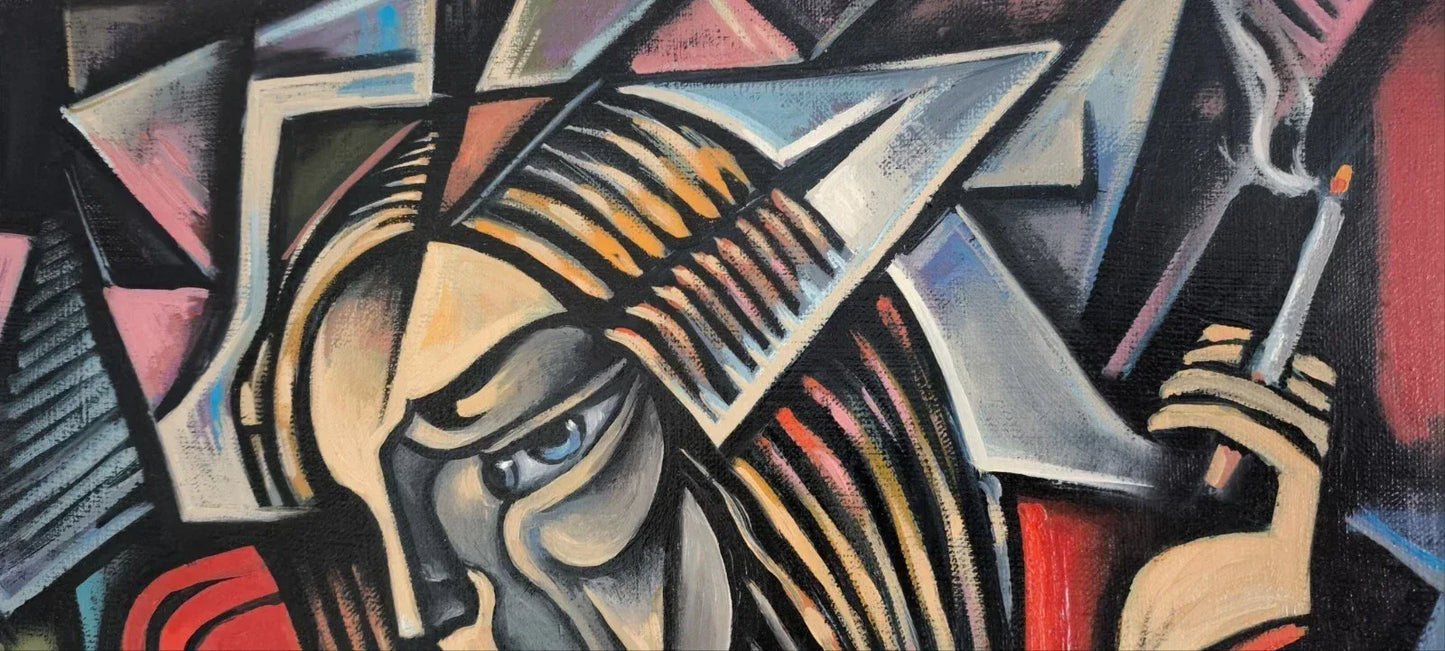 cigarette peinture art abstrait moderne huile originale Edward Yov - Kikooyou Art Gallery