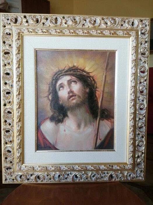 Huile peinte sur toile 30x24 cm du maître Salvatore Rodriquez "Ecce Homo" - Kikooyou Art Gallery