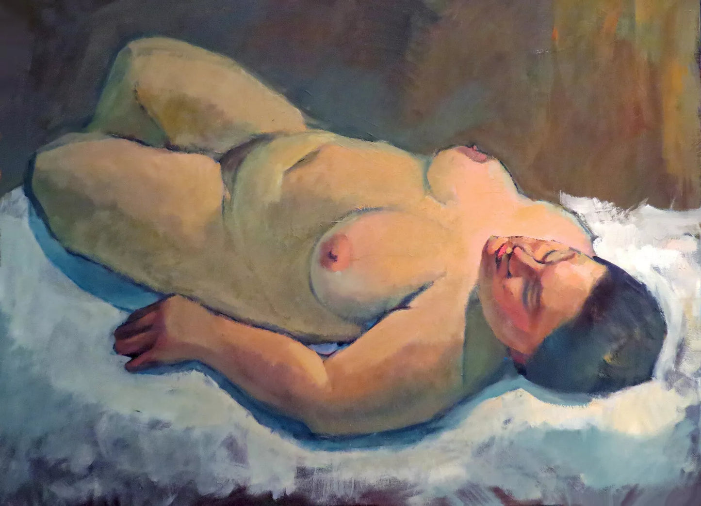 art-decoration-peinture-erotique-feminin-femme-nue endormie-huile-toile