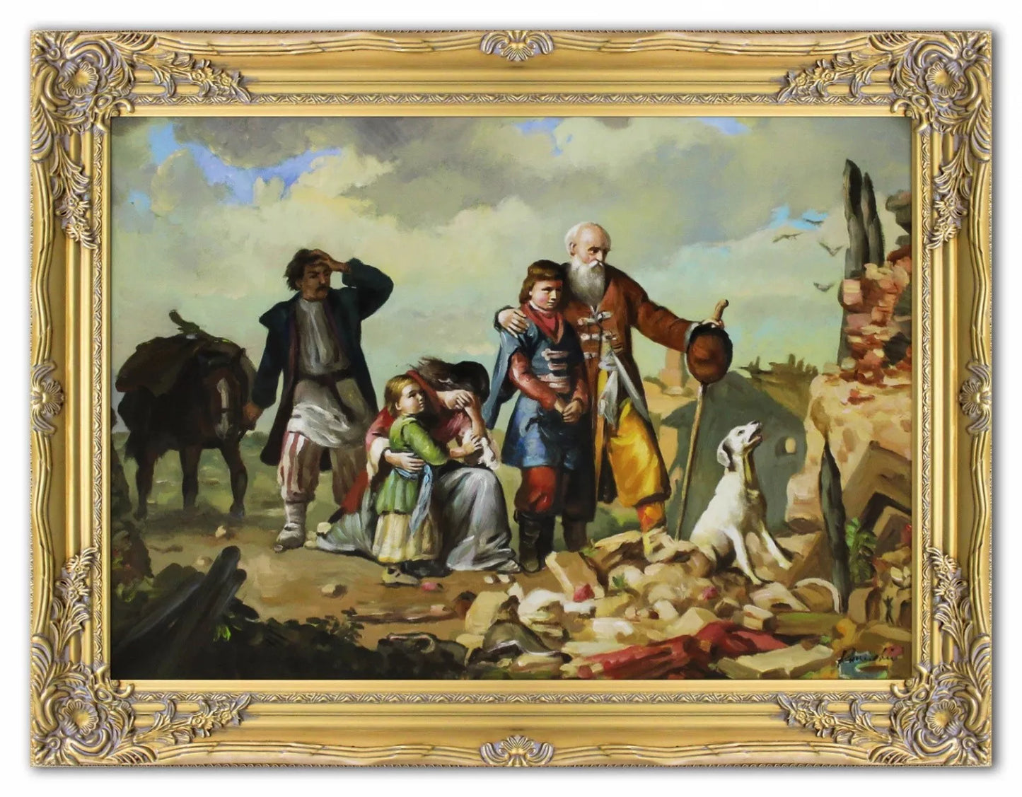 art-scene-genre-personnages-peinture-huile-toile-cadre