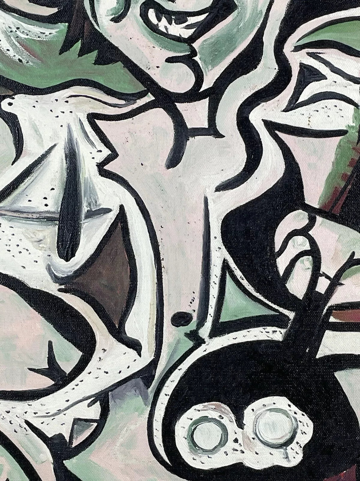 art-decoration-tableau-peinture-huile-toile-moderne-portrait-homme-oeufs - Kikooyou Art Gallery