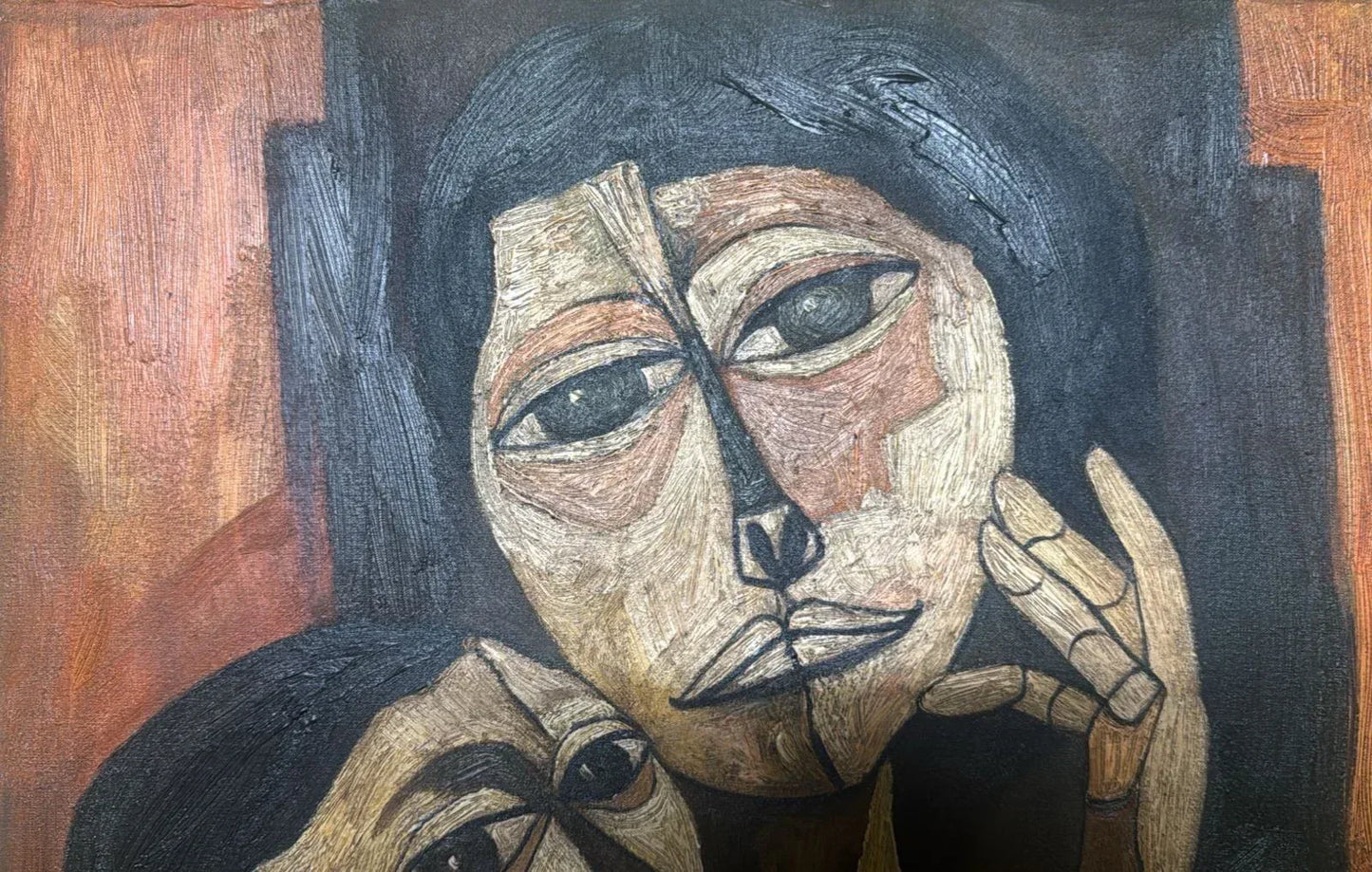 art-decoration-tableau-peinture-huile-toile-moderne-personnages-mere-enfant- d'apres OSWALDO GUAYASAMÍN (Copie) - Kikooyou Art Gallery