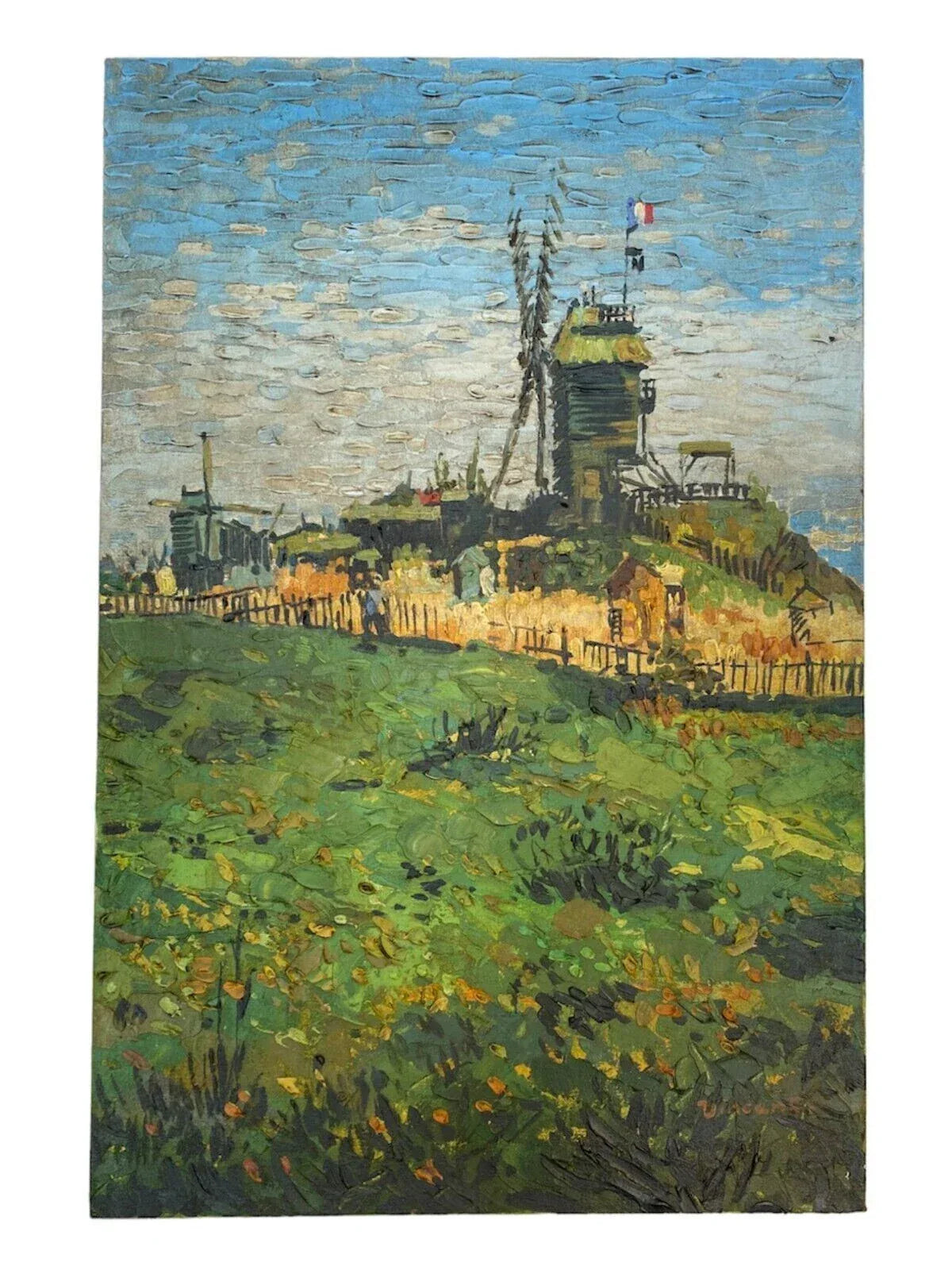 art-decoration-tableau-peinture-huile-toile-paysage-campagne-champ-moulin-vent-d'après Van Gogh - Kikooyou Art Gallery