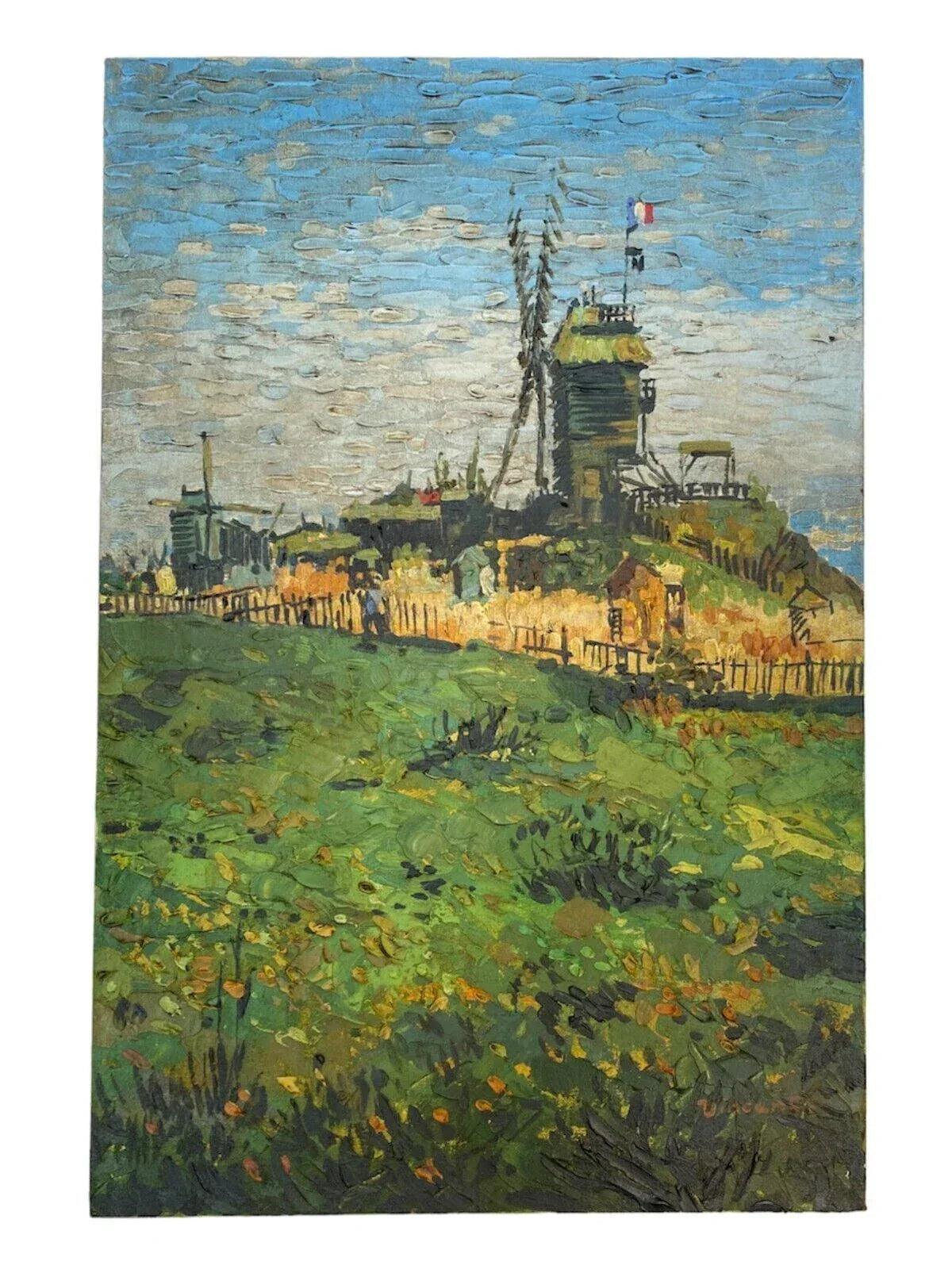 art-decoration-tableau-peinture-huile-toile-paysage-campagne-champ-moulin-vent-d'après Van Gogh - Kikooyou Art Gallery
