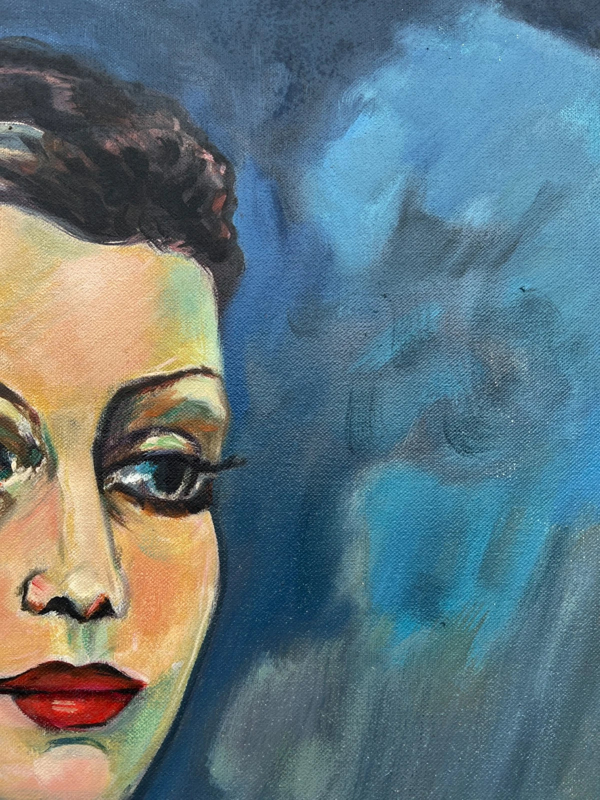 art-decoration-tableau-peinture-huile-toile-moderne-portrait-feminin-femme-personnage-elegante-d'aprés KEES VAN DONGEN