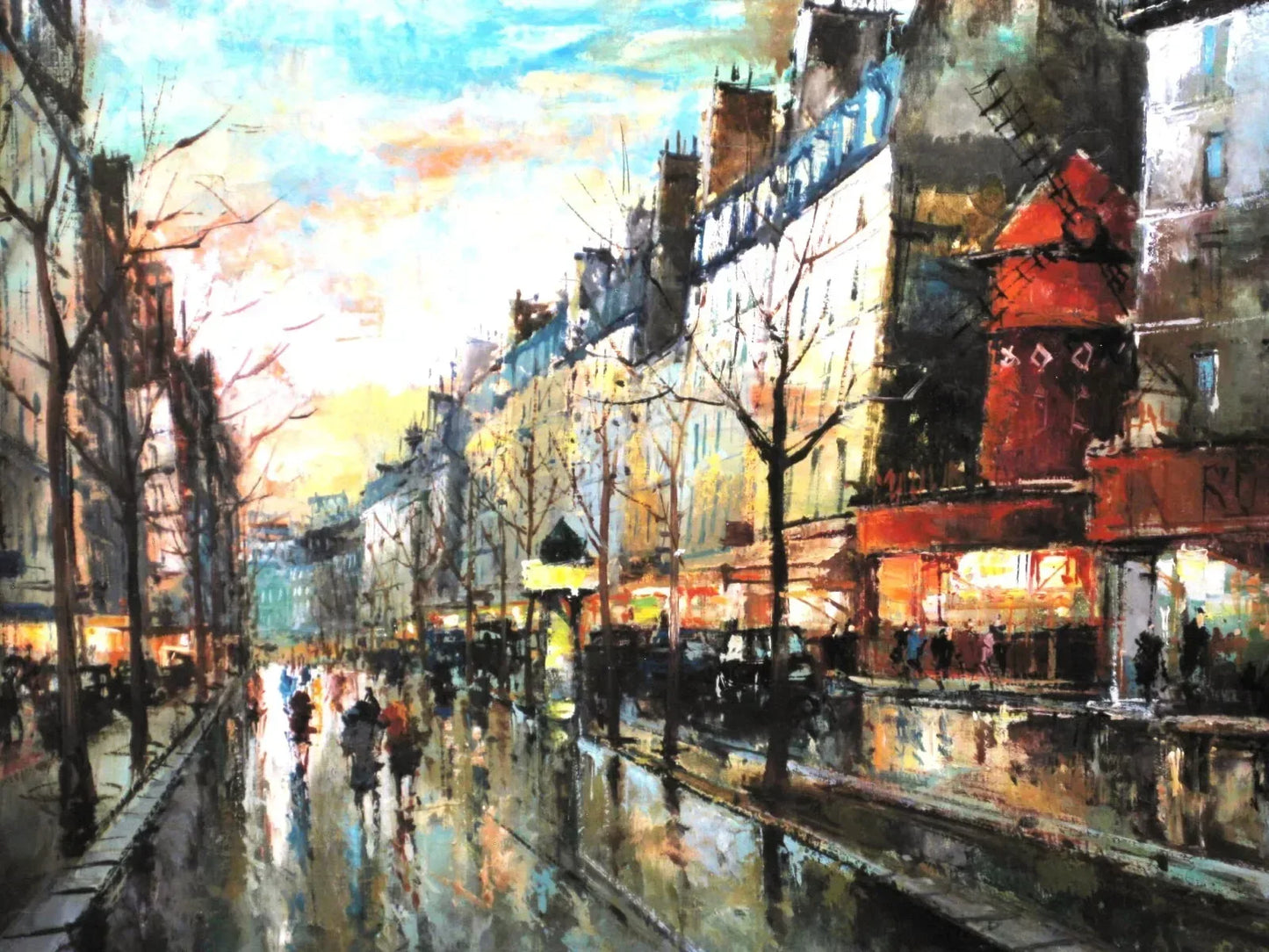 art-decoration-tableau-peinture-huile-toile-paysage-scene-personnages-rue-ville - Kikooyou Art Gallery