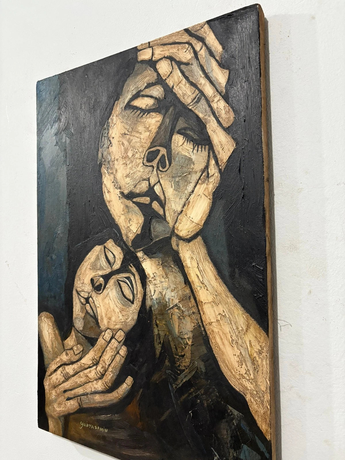 art-decoration-tableau-peinture-huile-toile-moderne-personnages d'apres OSWALDO GUAYASAMÍN