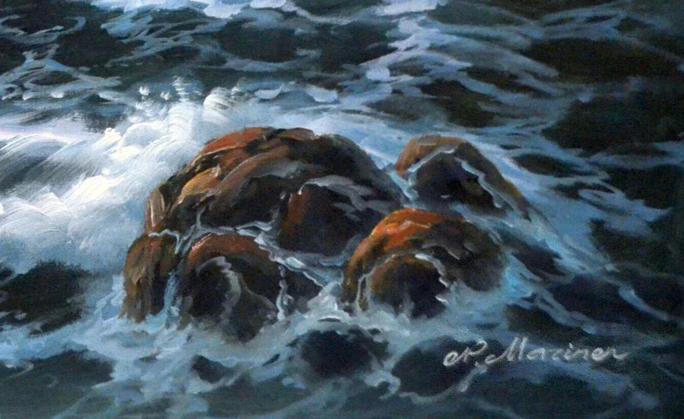 art-decoration-tableau-peinture-huile-toile-paysage-marin-vague-ocean-rocher - Kikooyou Art Gallery