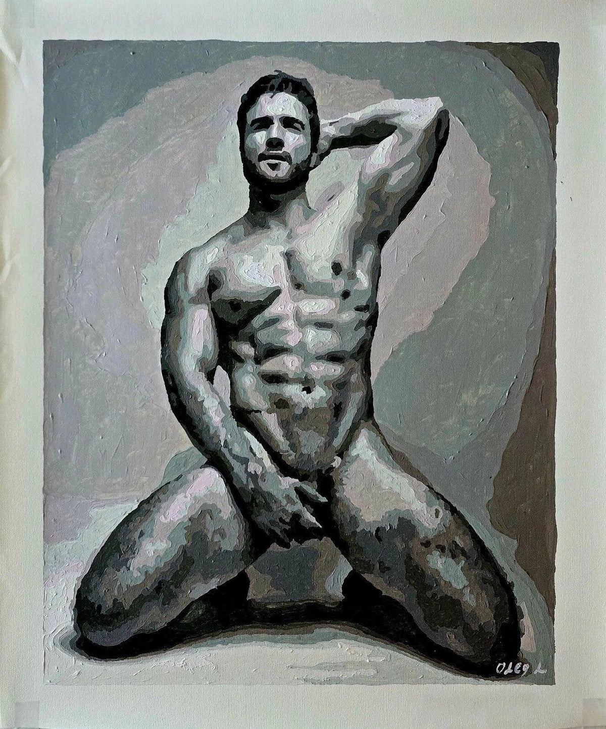 art-decoration-tableau-peinture-huile-toile-portrait-masculin-gay-homme-nu - Kikooyou Art Gallery