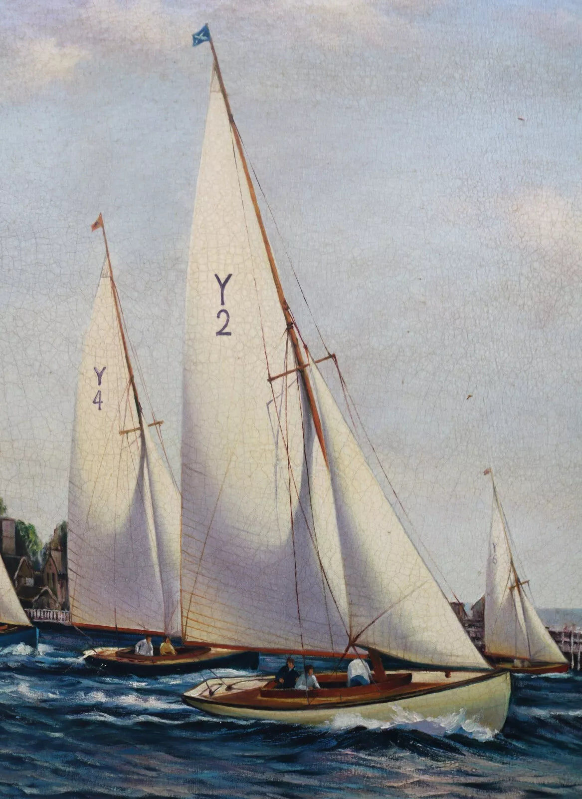 art-decoration-tableau-peinture-huile-toile-regate-voiliers-bateaux