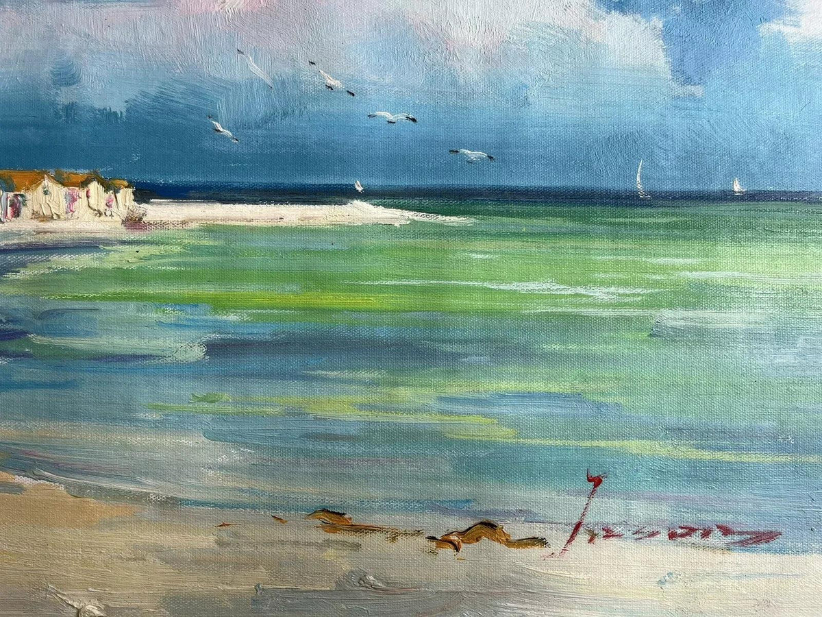 art-decoration-tableau-peinture-huile-toile-paysage-ocean-mer-bateaux - Kikooyou Art Gallery